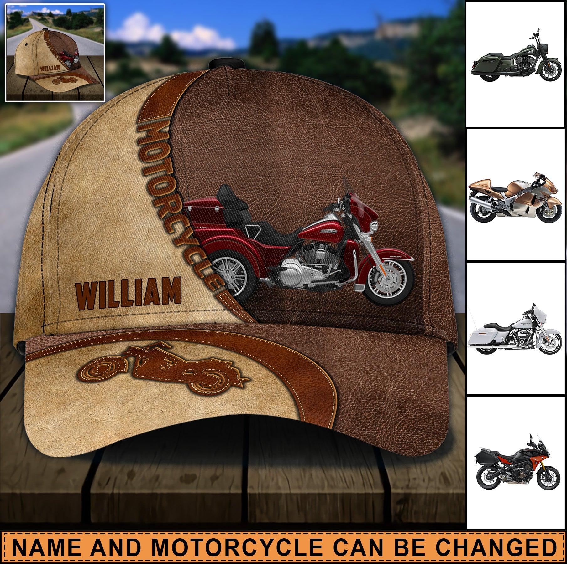 Motorcycle Brown Personalized Cap, Personalized Gift for Motorcycle Lovers, Motorcycle Riders Trucker Hats Custom Hats Gifts For Men & Women