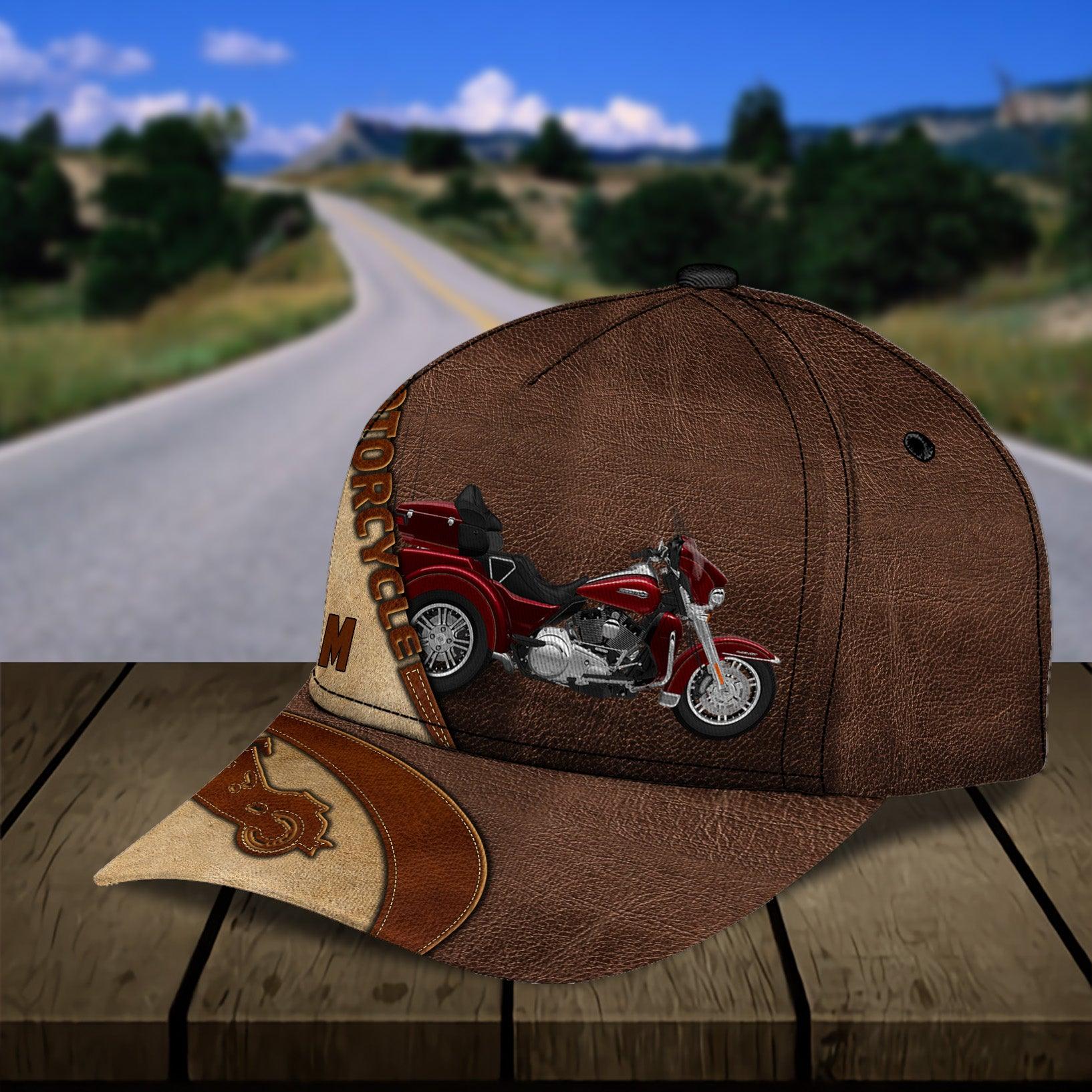 Motorcycle Brown Personalized Cap, Personalized Gift for Motorcycle Lovers, Motorcycle Riders Trucker Hats Custom Hats Gifts For Men & Women