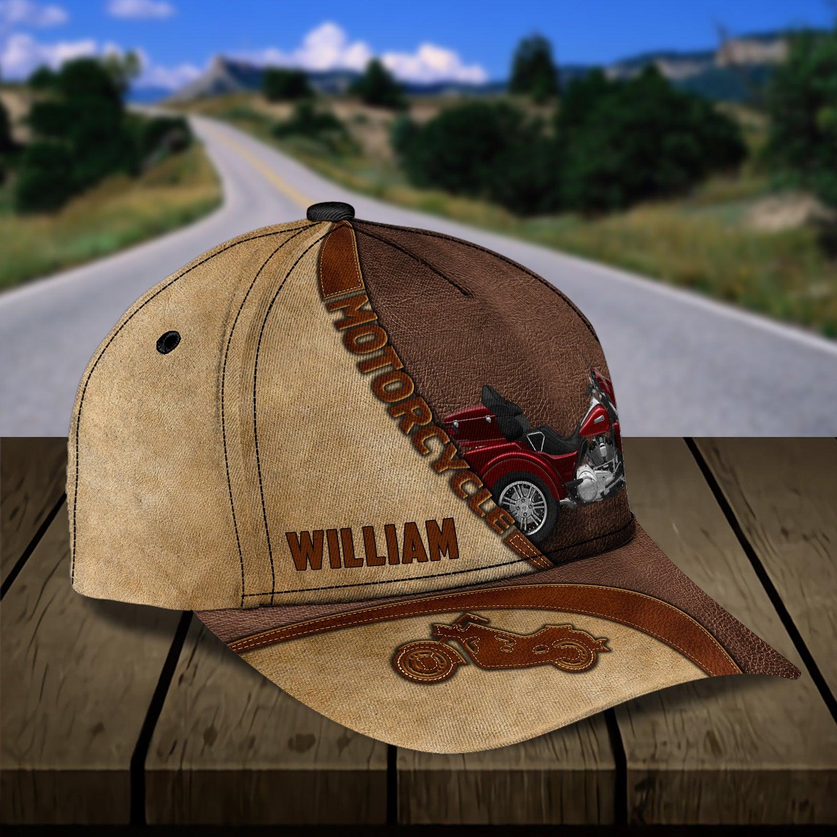 Motorcycle Brown Personalized Cap, Personalized Gift for Motorcycle Lovers, Motorcycle Riders Trucker Hats Custom Hats Gifts For Men & Women