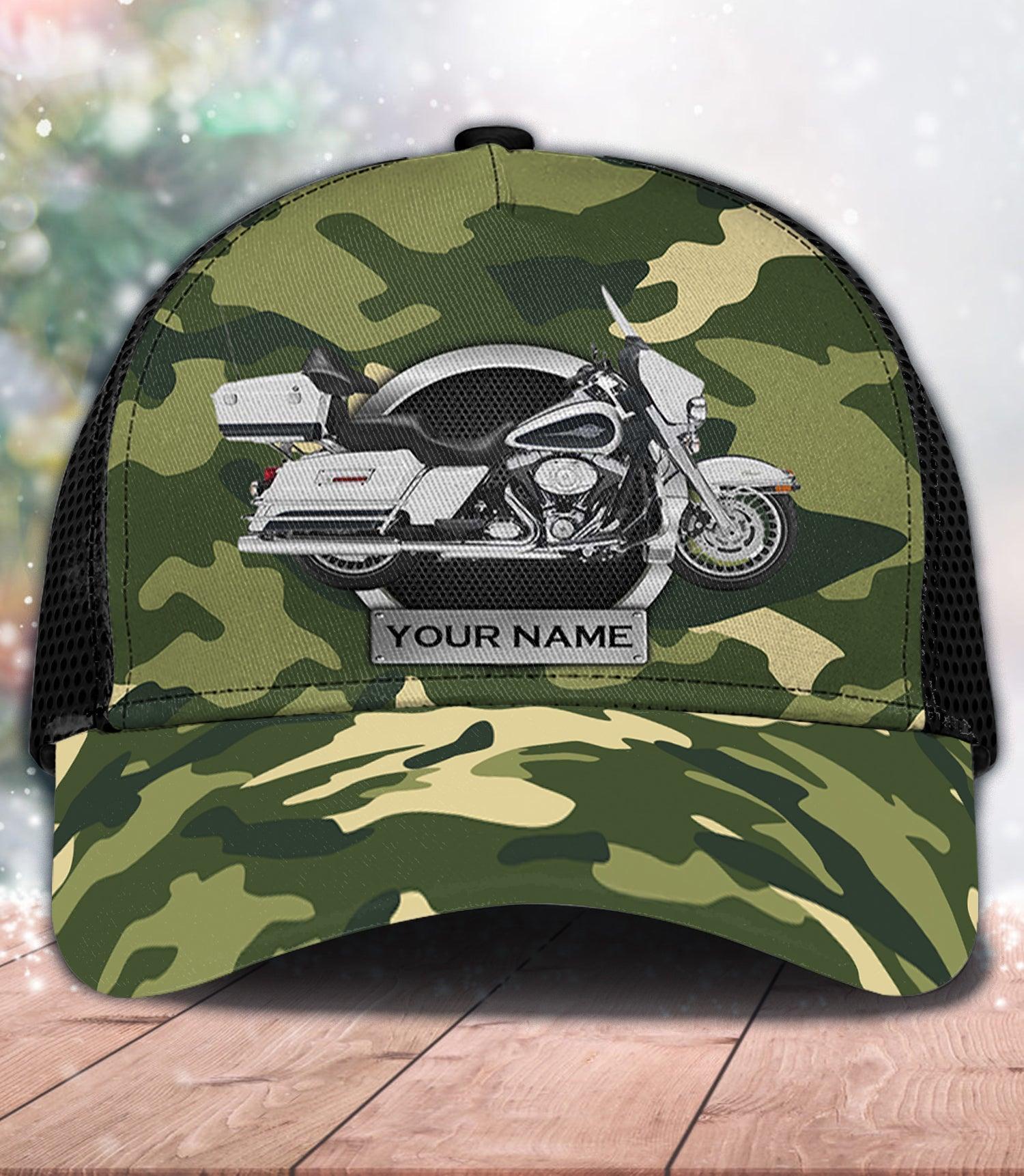 Motorcycle Camo Personalized Classic Cap, Personalized Gift for Motorcycle Lovers, Motorcycle Riders Trucker Hats Custom Hats Gifts For Men & Women