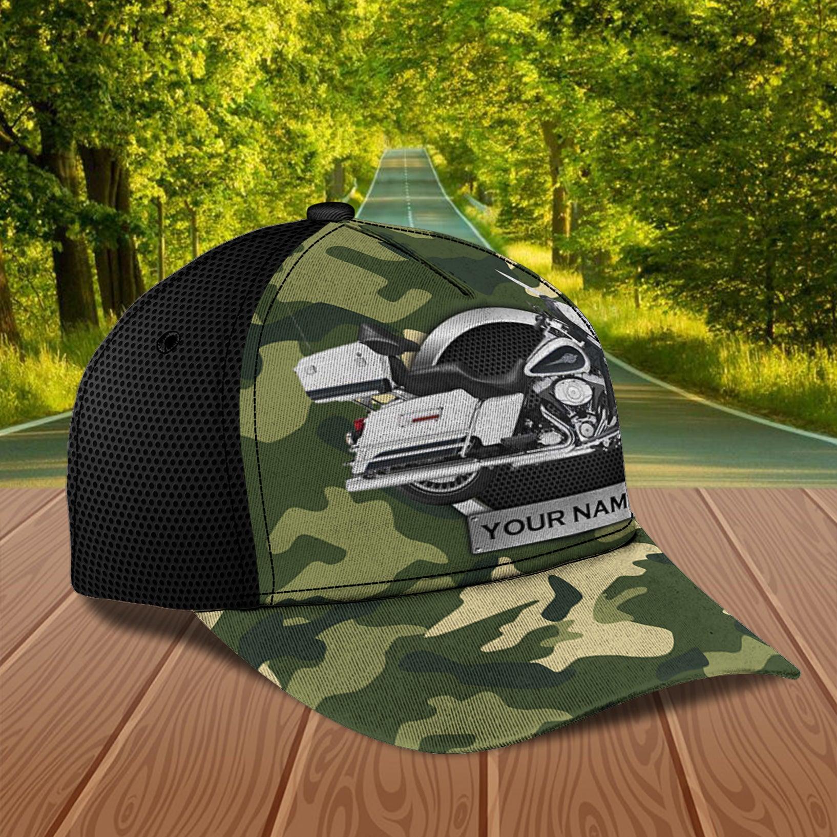 Motorcycle Camo Personalized Classic Cap, Personalized Gift for Motorcycle Lovers, Motorcycle Riders Trucker Hats Custom Hats Gifts For Men & Women