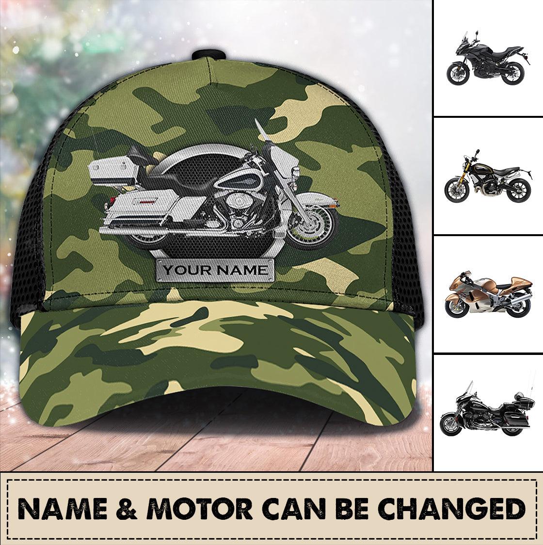 Motorcycle Camo Personalized Classic Cap, Personalized Gift for Motorcycle Lovers, Motorcycle Riders Trucker Hats Custom Hats Gifts For Men & Women