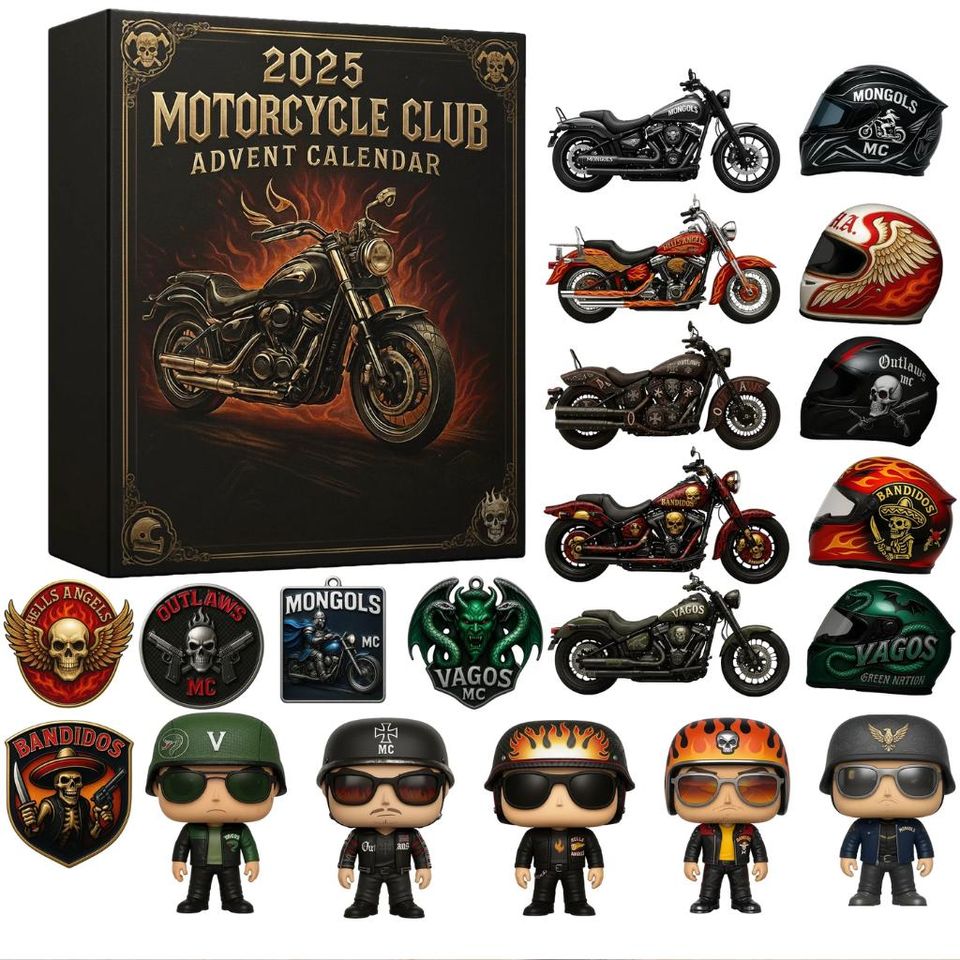Motorcycle Club Advent Calendar, Motocross 2D Flat Advent Calendar 2025, 24 Days of Dirt Bike & Rider Surprises, Dirt Bike Countdown Decor
