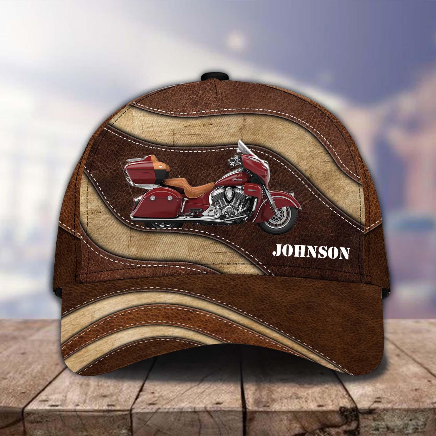 Motorcycle Curving Brown Pattern Personalized Classic Cap, Personalized Gift for Motorcycle Lovers, Motorcycle Riders Trucker Hats Custom Hats Gifts For Men & Women