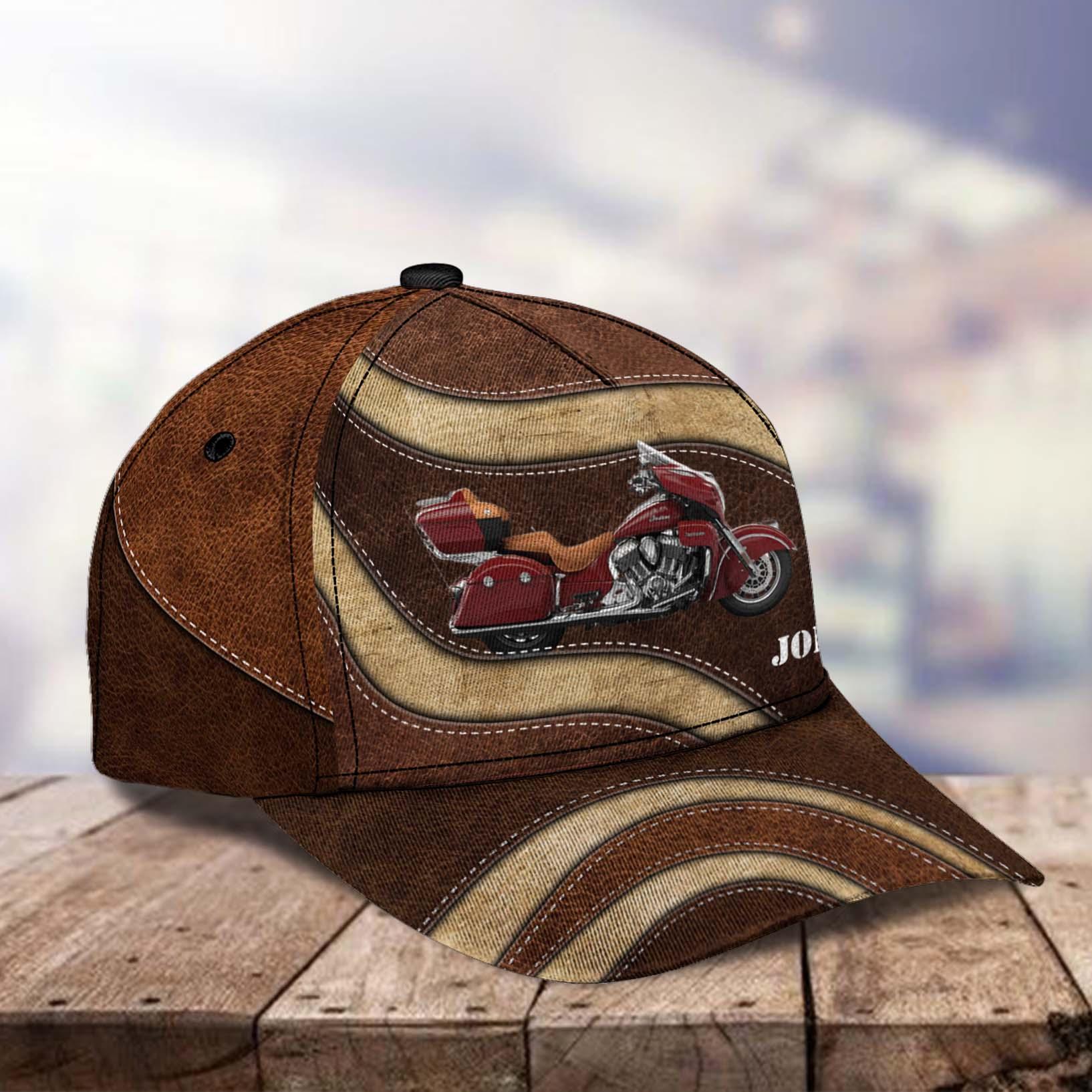 Motorcycle Curving Brown Pattern Personalized Classic Cap, Personalized Gift for Motorcycle Lovers, Motorcycle Riders Trucker Hats Custom Hats Gifts For Men & Women