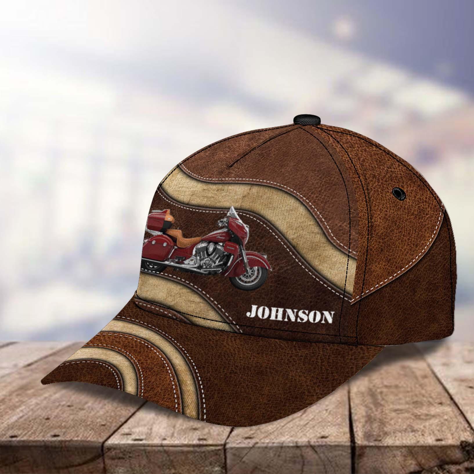 Motorcycle Curving Brown Pattern Personalized Classic Cap, Personalized Gift for Motorcycle Lovers, Motorcycle Riders Trucker Hats Custom Hats Gifts For Men & Women