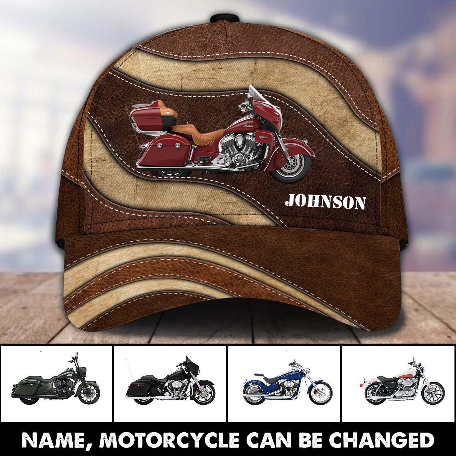 Motorcycle Curving Brown Pattern Personalized Classic Cap, Personalized Gift for Motorcycle Lovers, Motorcycle Riders Trucker Hats Custom Hats Gifts For Men & Women