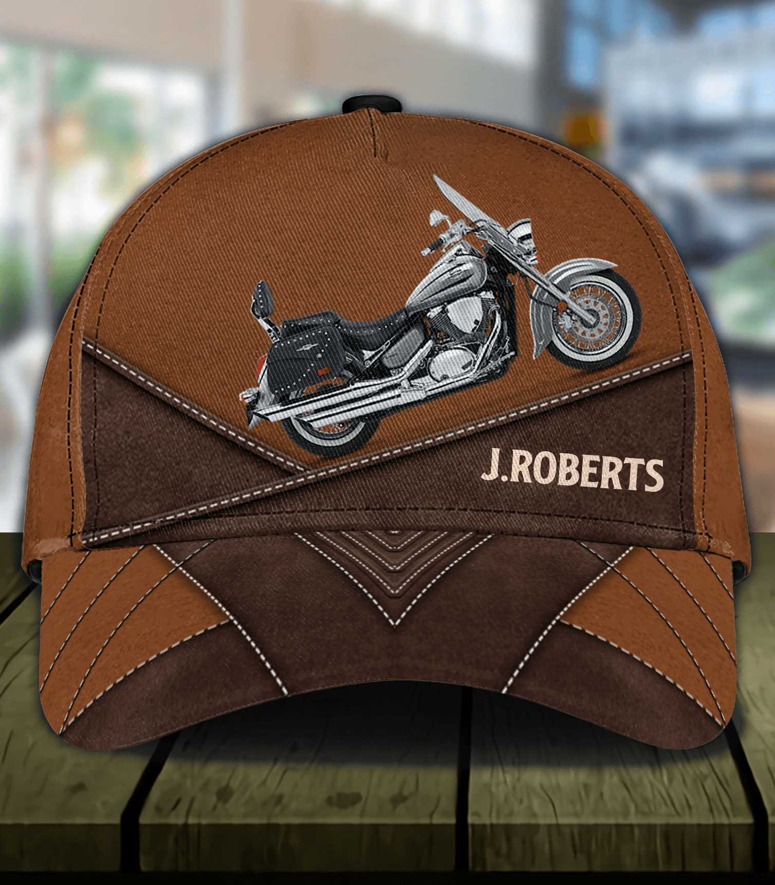 Motorcycle Dark Brown Details Personalized Cap, Personalized Gift for Motorcycle Lovers, Motorcycle Riders Trucker Hats Custom Hats Gifts For Men & Women