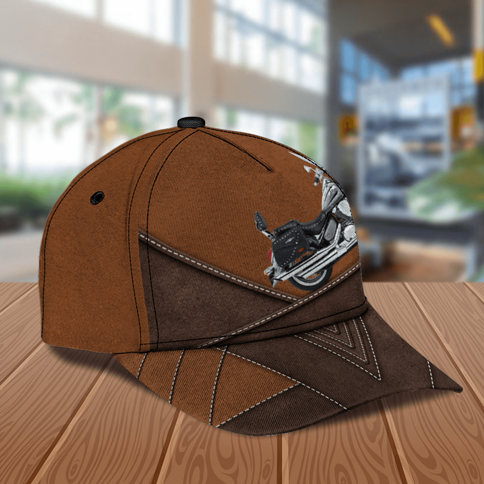 Motorcycle Dark Brown Details Personalized Cap, Personalized Gift for Motorcycle Lovers, Motorcycle Riders Trucker Hats Custom Hats Gifts For Men & Women