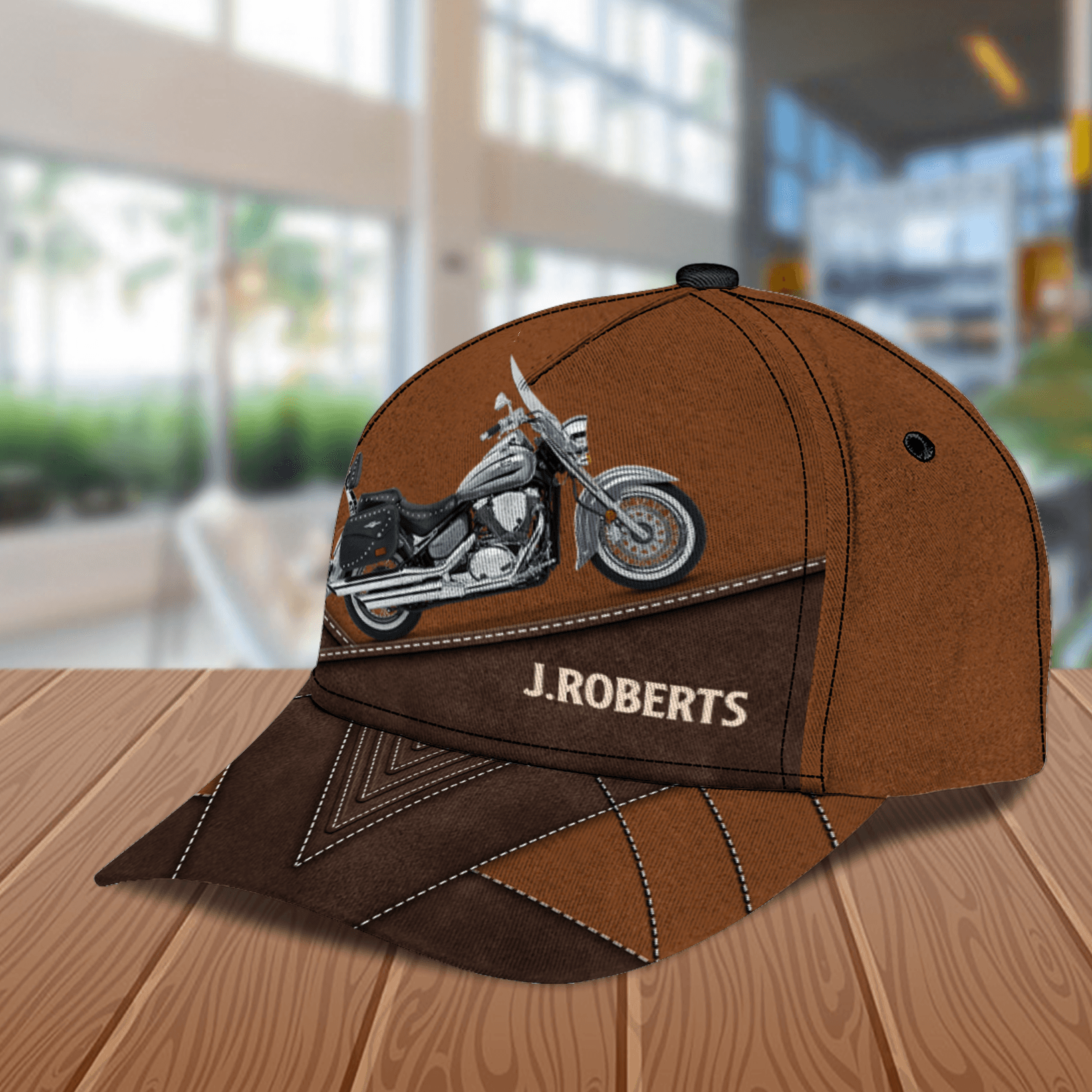 Motorcycle Dark Brown Details Personalized Cap, Personalized Gift for Motorcycle Lovers, Motorcycle Riders Trucker Hats Custom Hats Gifts For Men & Women