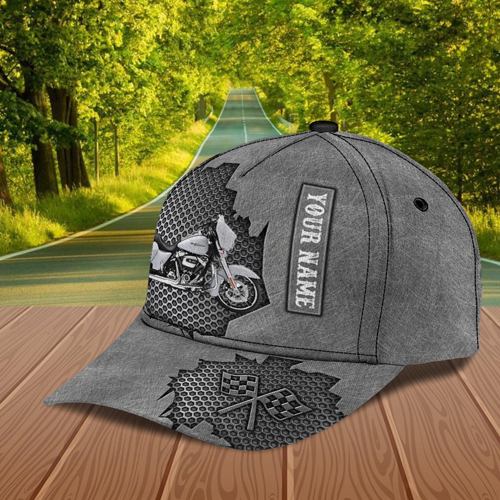 Motorcycle Gray Pattern Personalized Classic Cap, Personalized Gift for Motorcycle Lovers, Motorcycle Riders Trucker Hats Custom Hats Gifts For Men & Women