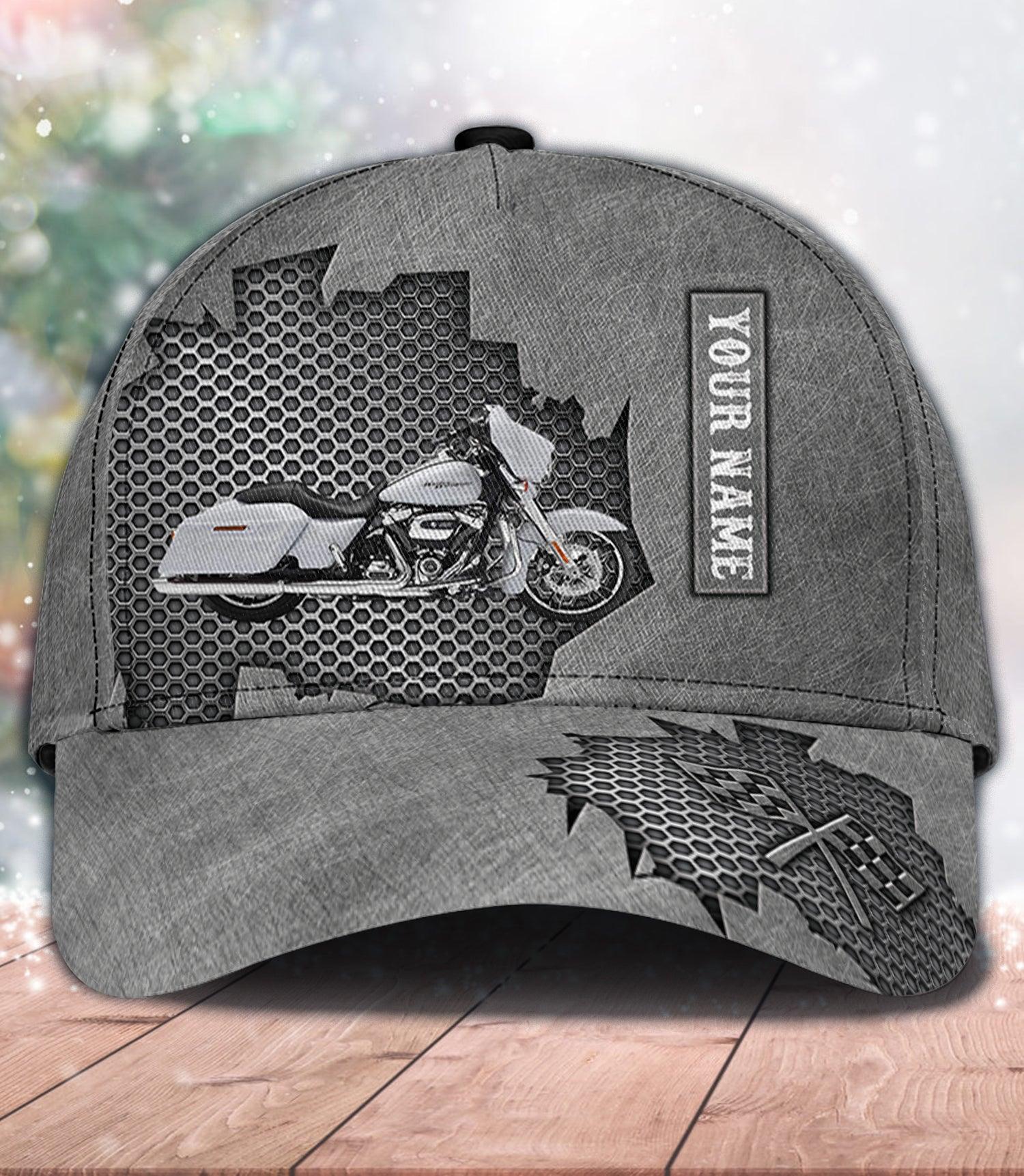 Motorcycle Gray Pattern Personalized Classic Cap, Personalized Gift for Motorcycle Lovers, Motorcycle Riders Trucker Hats Custom Hats Gifts For Men & Women
