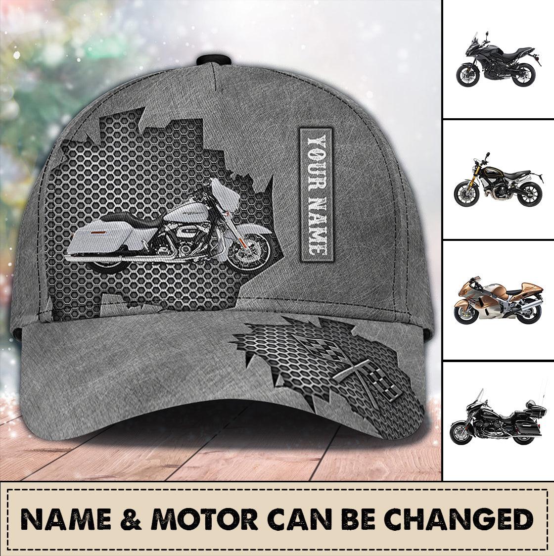 Motorcycle Gray Pattern Personalized Classic Cap, Personalized Gift for Motorcycle Lovers, Motorcycle Riders Trucker Hats Custom Hats Gifts For Men & Women