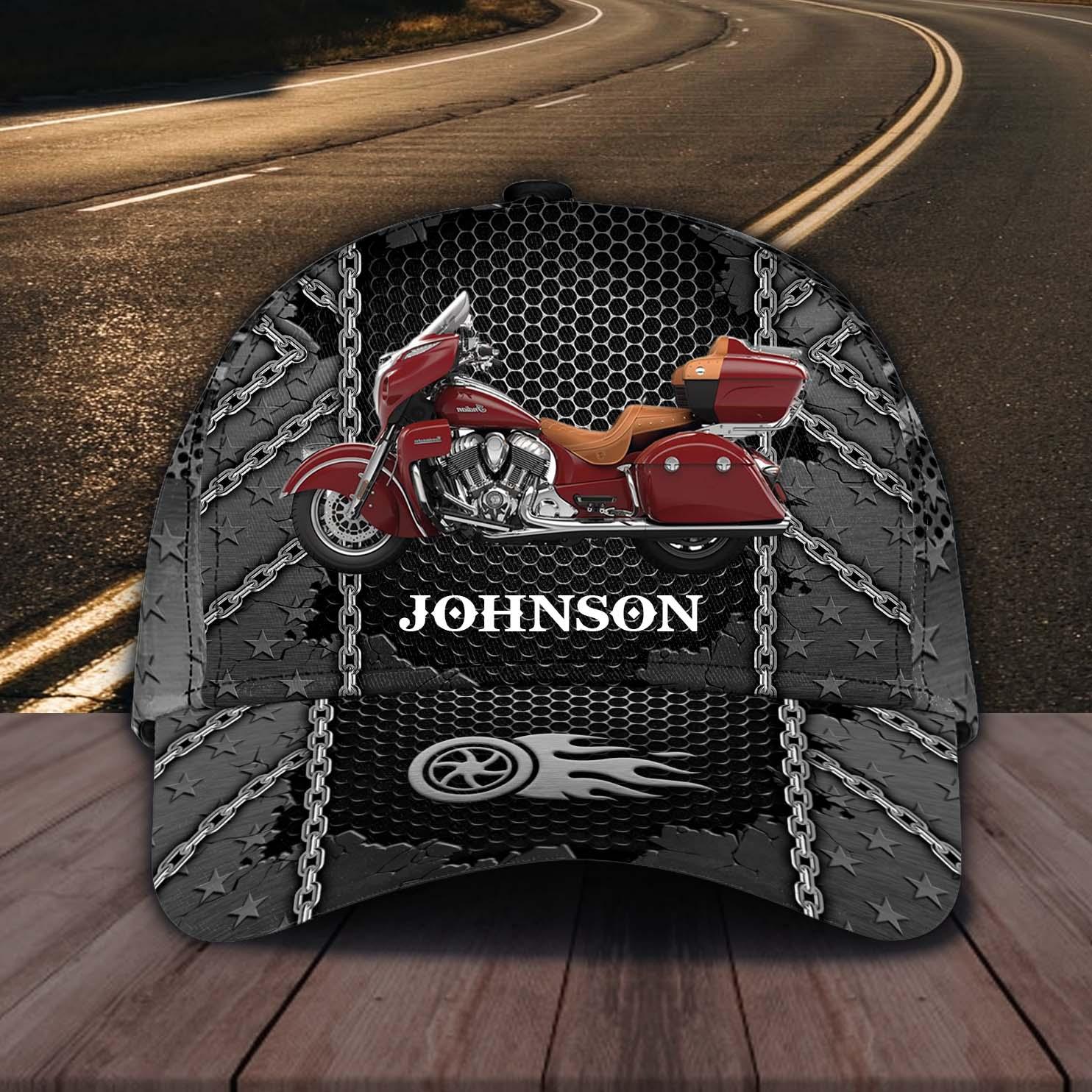 Motorcycle Iron Chain Stars Personalized Cap, Personalized Gift for Motorcycle Lovers, Motorcycle Riders Trucker Hats Custom Hats Gifts For Men & Women