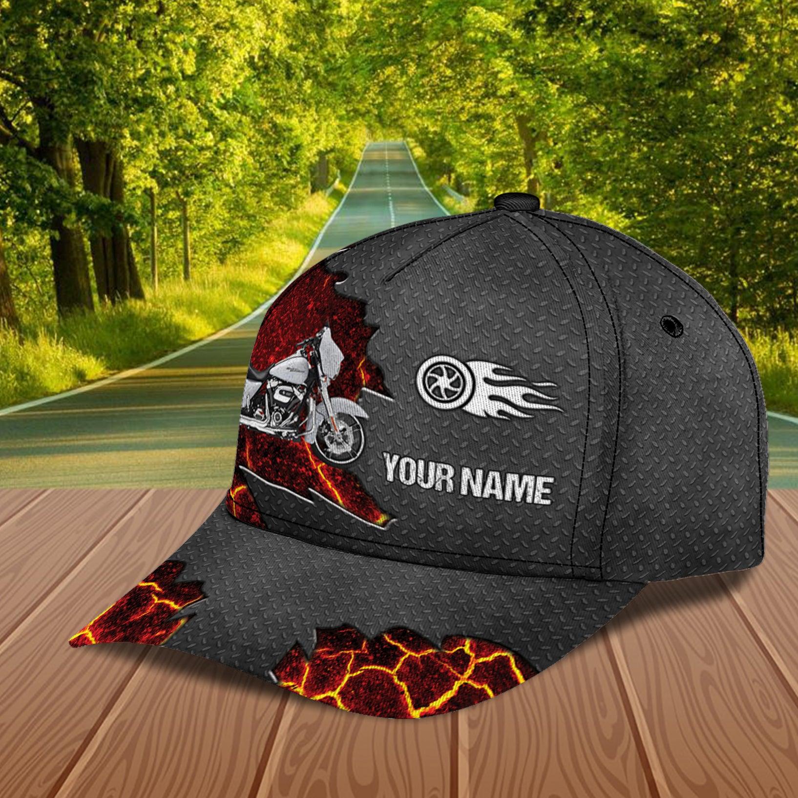 Motorcycle Metal And Lava Personalized Classic Cap, Personalized Gift for Motorcycle Lovers, Motorcycle Riders Trucker Hats Custom Hats Gifts For Men & Women