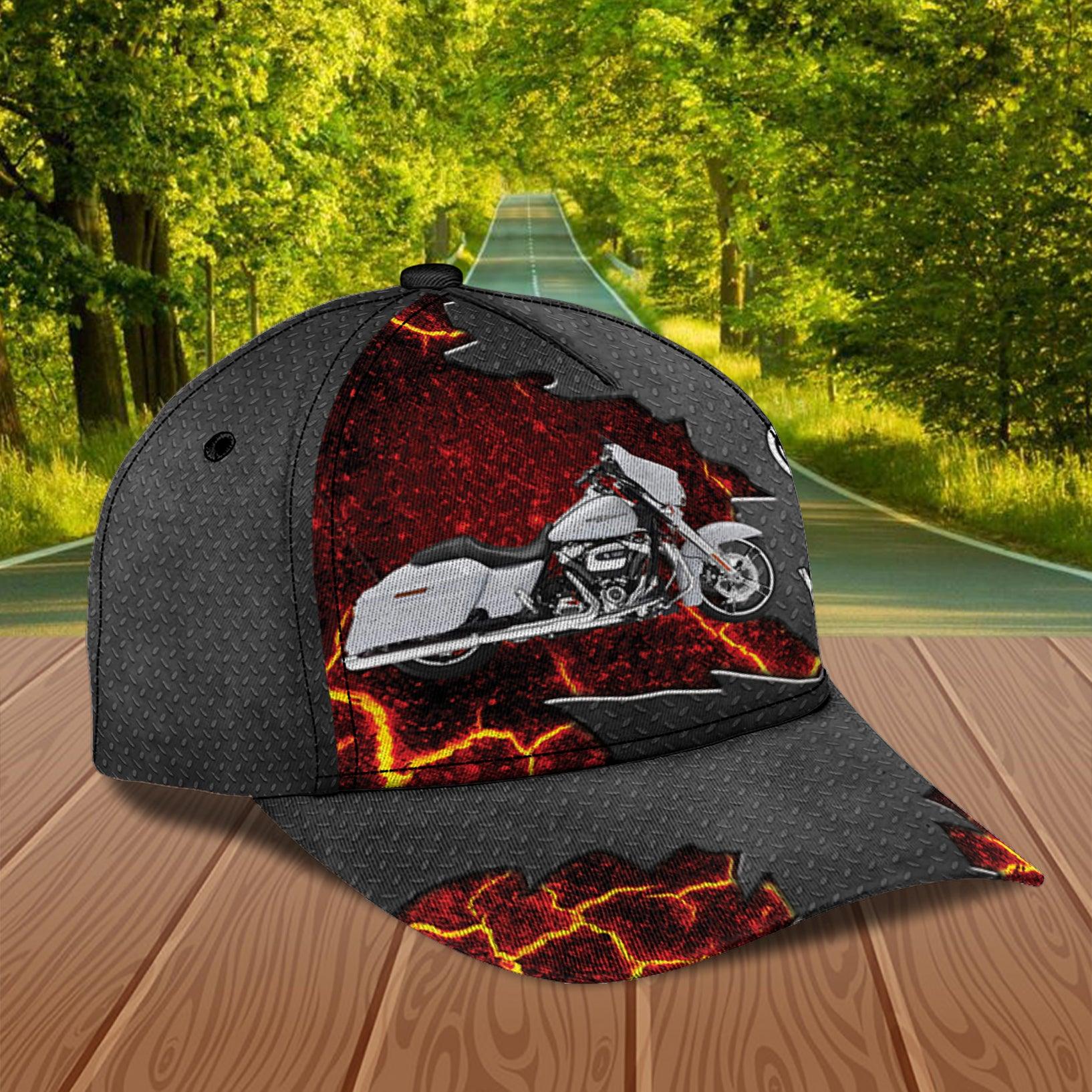 Motorcycle Metal And Lava Personalized Classic Cap, Personalized Gift for Motorcycle Lovers, Motorcycle Riders Trucker Hats Custom Hats Gifts For Men & Women