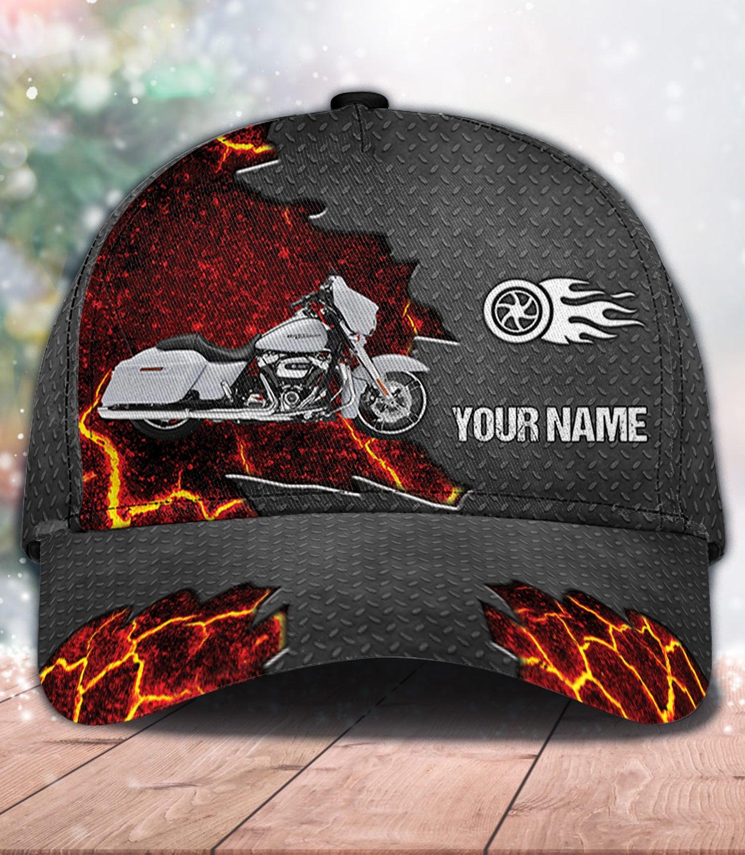 Motorcycle Metal And Lava Personalized Classic Cap, Personalized Gift for Motorcycle Lovers, Motorcycle Riders Trucker Hats Custom Hats Gifts For Men & Women