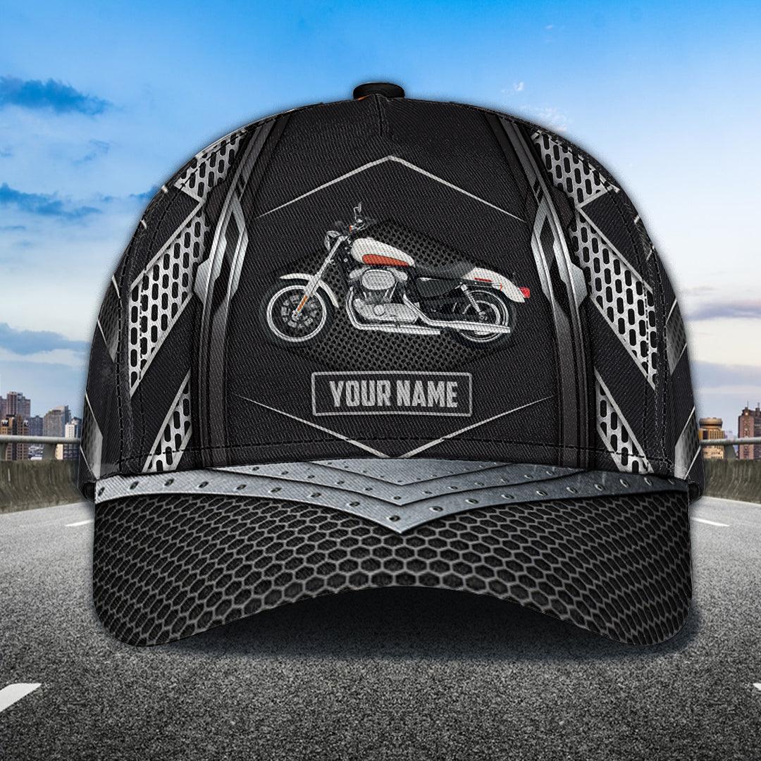 Motorcycle Metal Pattern Personalized Classic Cap, Personalized Gift for Motorcycle Lovers, Motorcycle Riders Trucker Hats Custom Hats Gifts For Men & Women