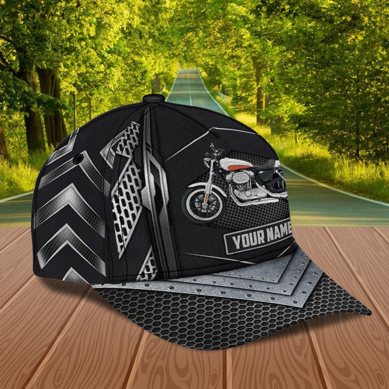 Motorcycle Metal Pattern Personalized Classic Cap, Personalized Gift for Motorcycle Lovers, Motorcycle Riders Trucker Hats Custom Hats Gifts For Men & Women