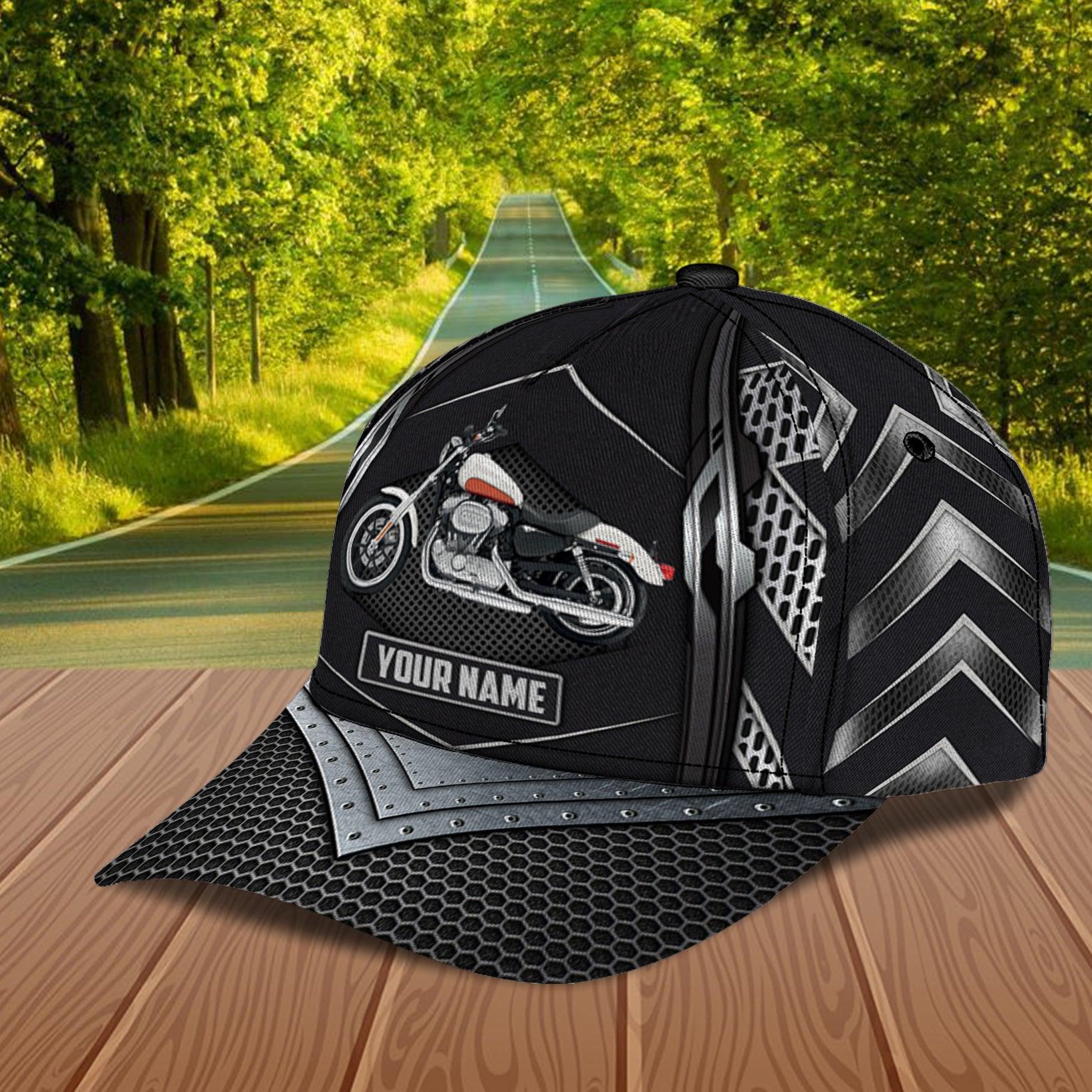 Motorcycle Metal Pattern Personalized Classic Cap, Personalized Gift for Motorcycle Lovers, Motorcycle Riders Trucker Hats Custom Hats Gifts For Men & Women
