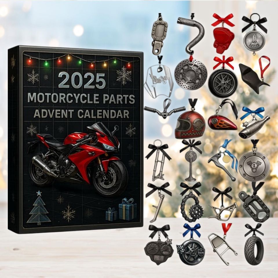 Motorcycle Parts Advent Calendar 2025, 24 Bike Ornaments, Christmas Countdown Decor, Motorcyclist Gift, Biker Xmas Tree Decor