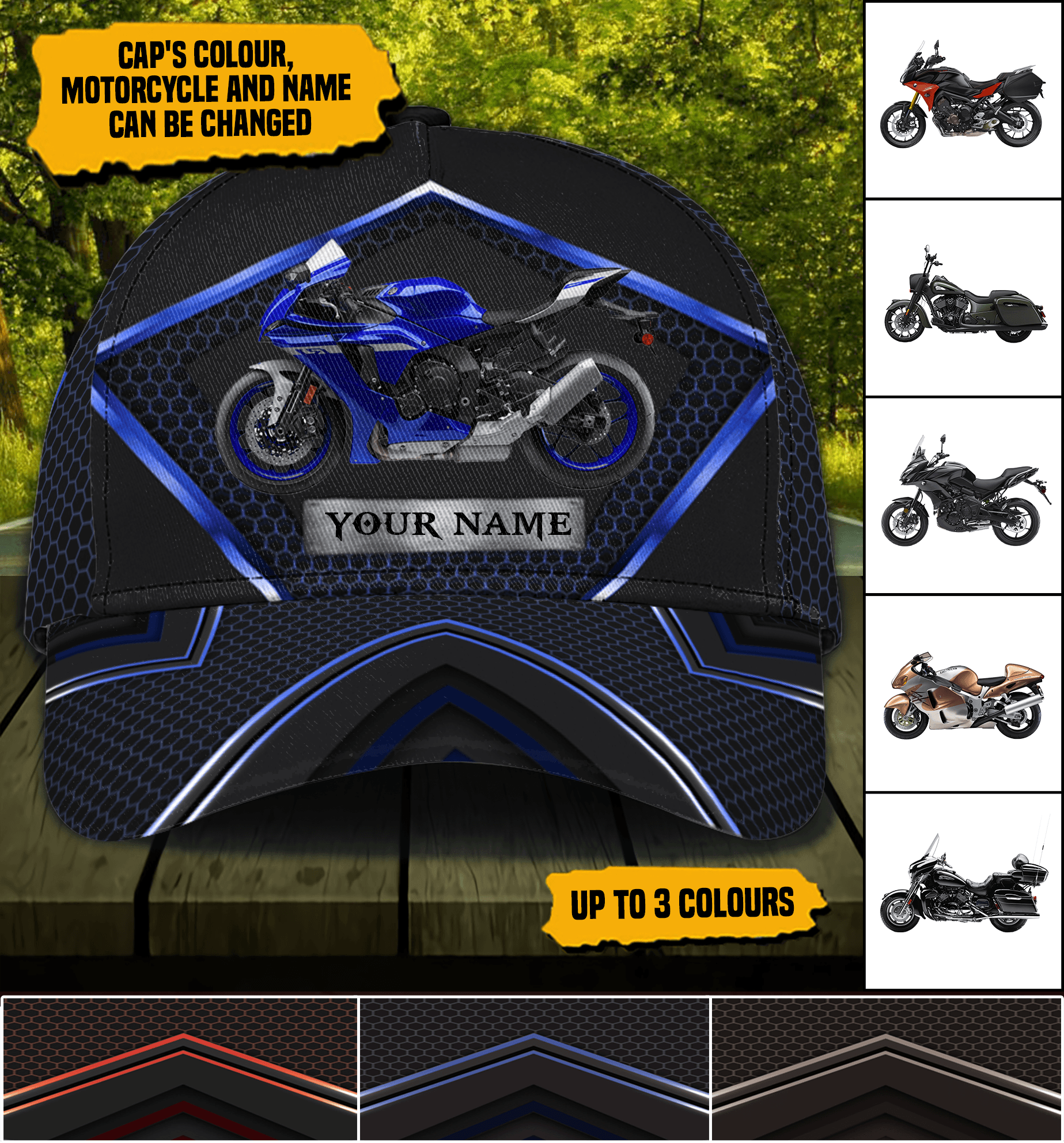 Motorcycle Personalized Classic Cap, Personalized Gift for Motorcycle Lovers, Motorcycle Riders Trucker Hats Custom Hats Gifts For Men & Women