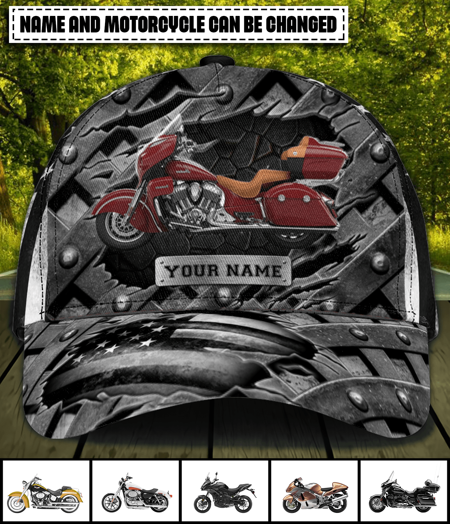 Motorcycle Personalized Classic Cap, Personalized Gift for Motorcycle Lovers, Motorcycle Riders Trucker Hats Custom Hats Gifts For Men & Women