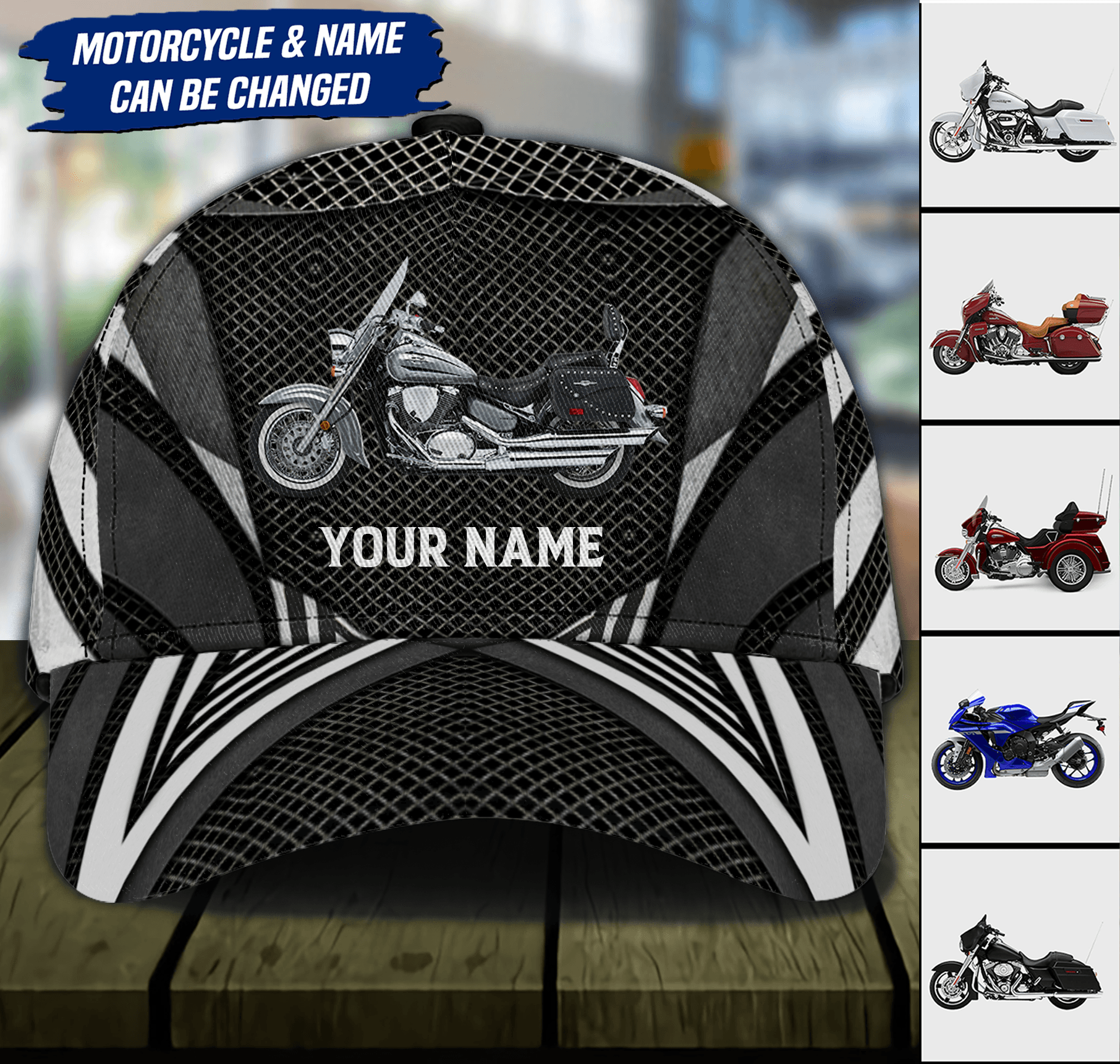 Motorcycle Personalized Classic Cap, Personalized Gift for Motorcycle Lovers, Motorcycle Riders Trucker Hats Custom Hats Gifts For Men & Women