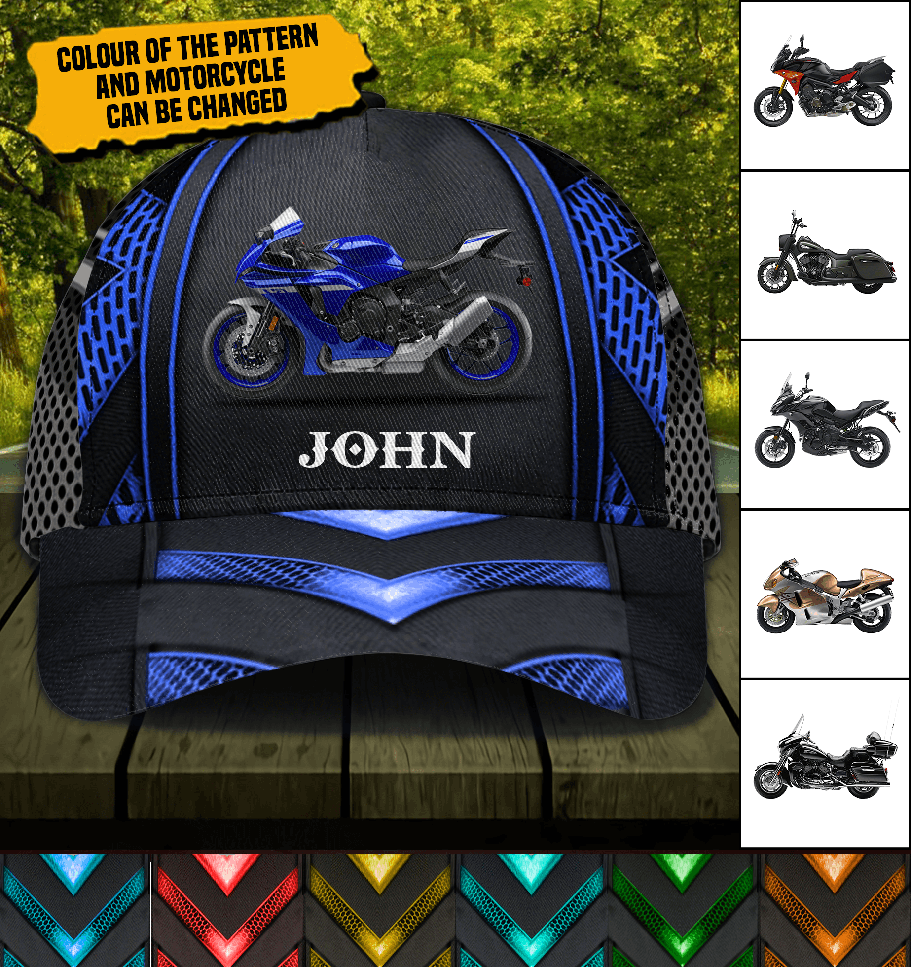 Motorcycle Personalized Classic Cap, Personalized Gift for Motorcycle Lovers, Motorcycle Riders Trucker Hats Custom Hats Gifts For Men & Women