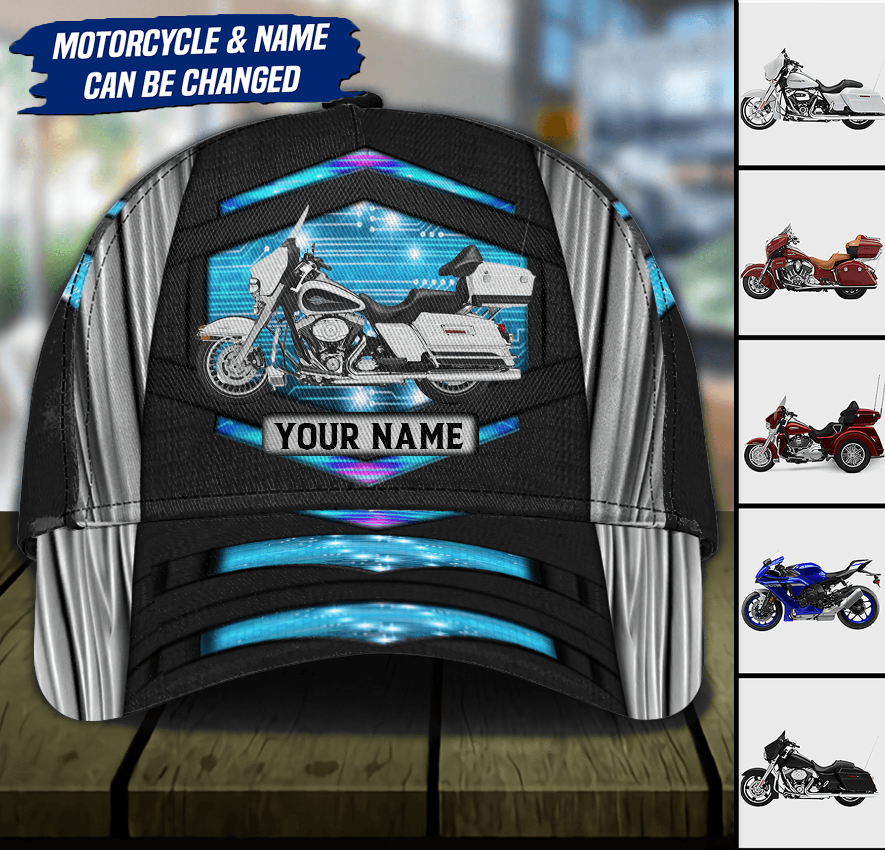 Motorcycle Personalized Classic Cap, Personalized Gift for Motorcycle Lovers, Motorcycle Riders Trucker Hats Custom Hats Gifts For Men & Women