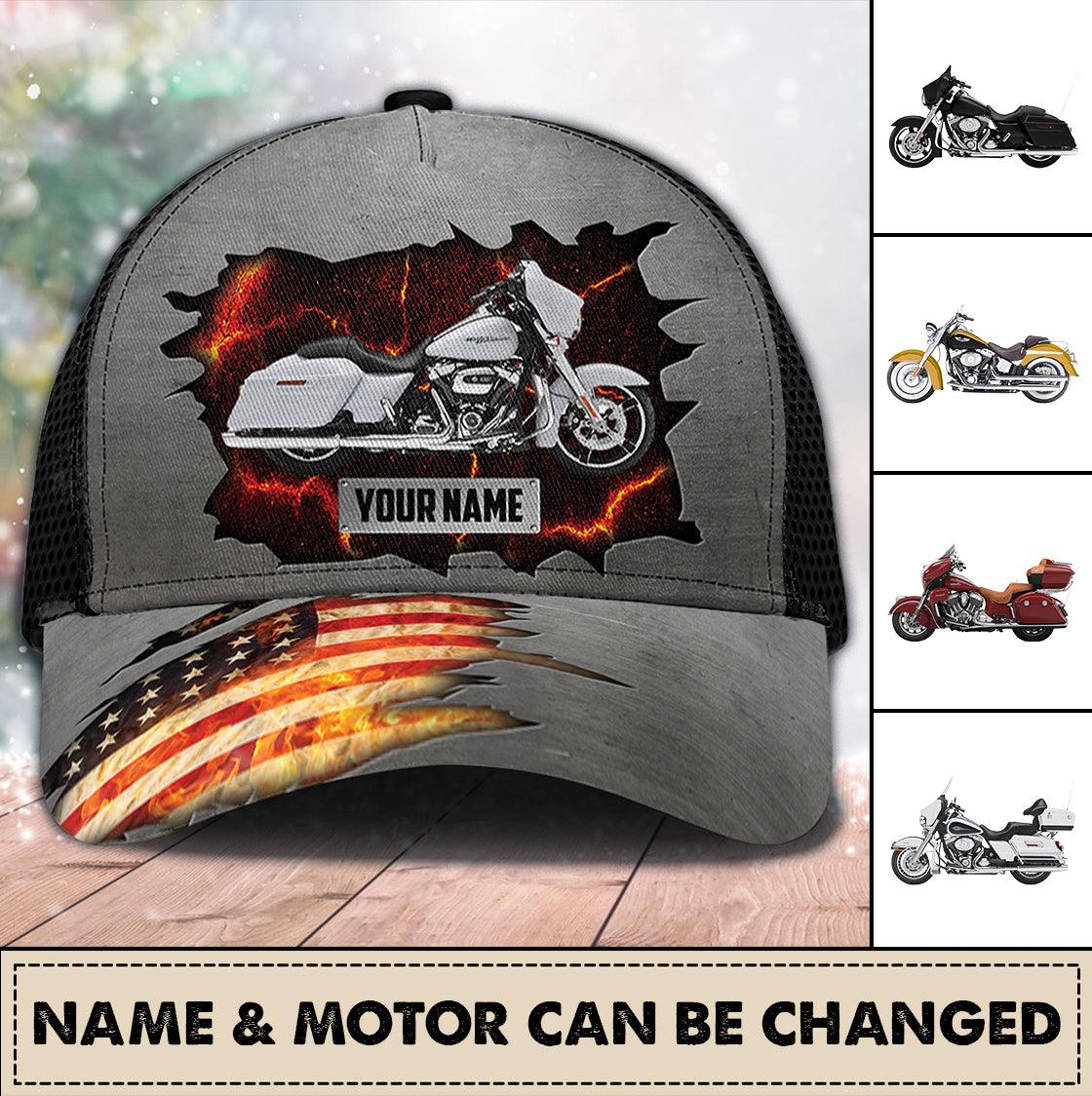 Motorcycle Personalized Classic Cap, Personalized Gift for Motorcycle Lovers, Motorcycle Riders Trucker Hats Custom Hats Gifts For Men & Women