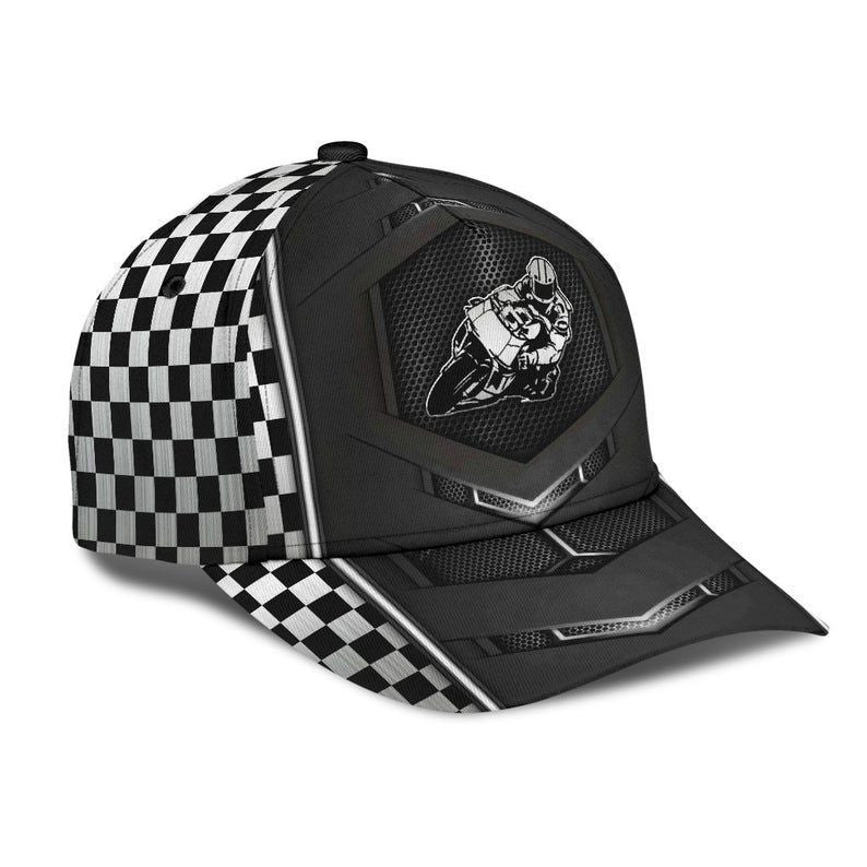 Motorcycle Racing Flag Hat Classic Cap 3D Breathable Cap, Human Cap, Trending Cap, American Cap Trucker Hats Custom Hats Gifts For Men & Women