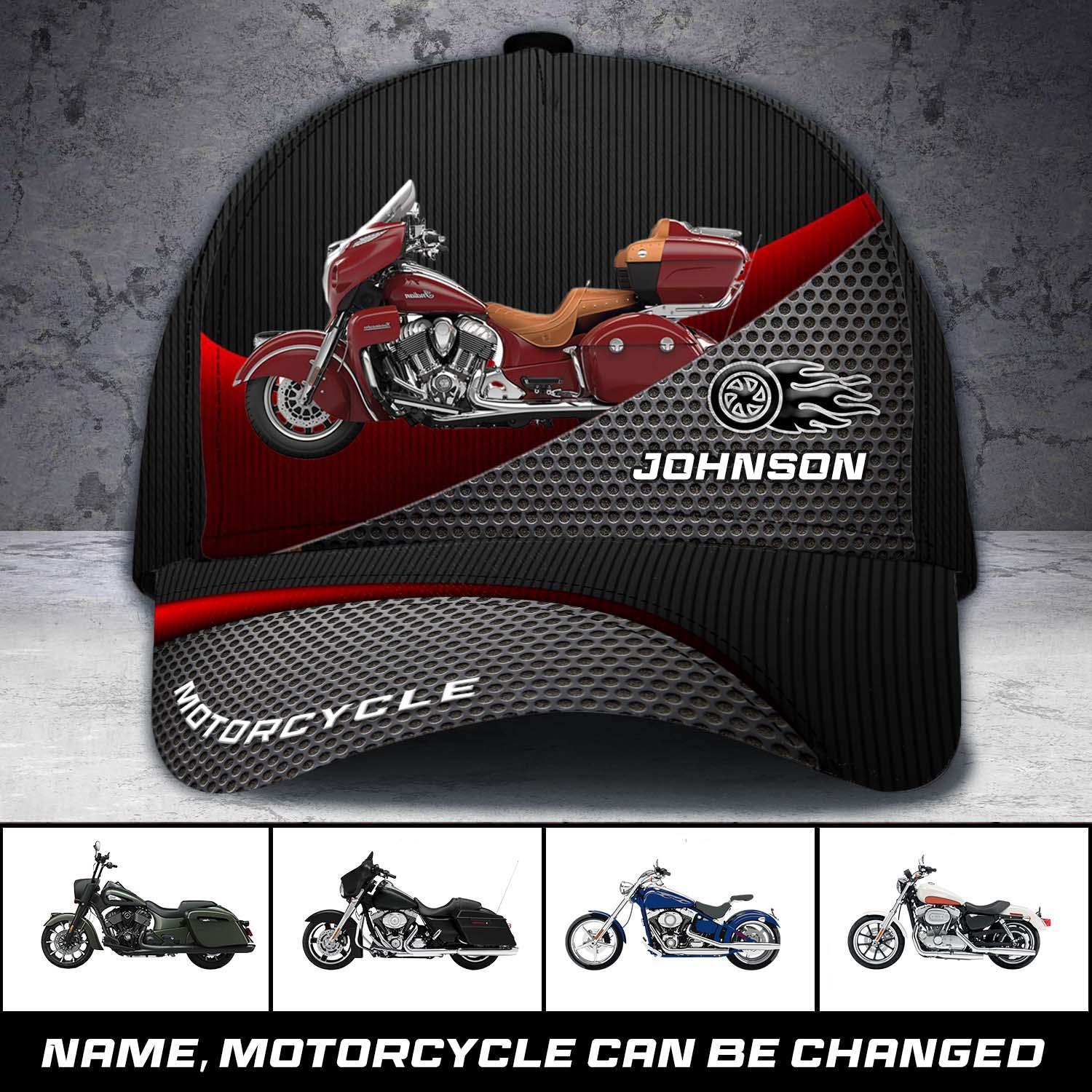 Motorcycle Red Curve With Black Logo Personalized Classic Cap, Personalized Gift for Motorcycle Lovers, Motorcycle Riders Trucker Hats Custom Hats Gifts For Men & Women