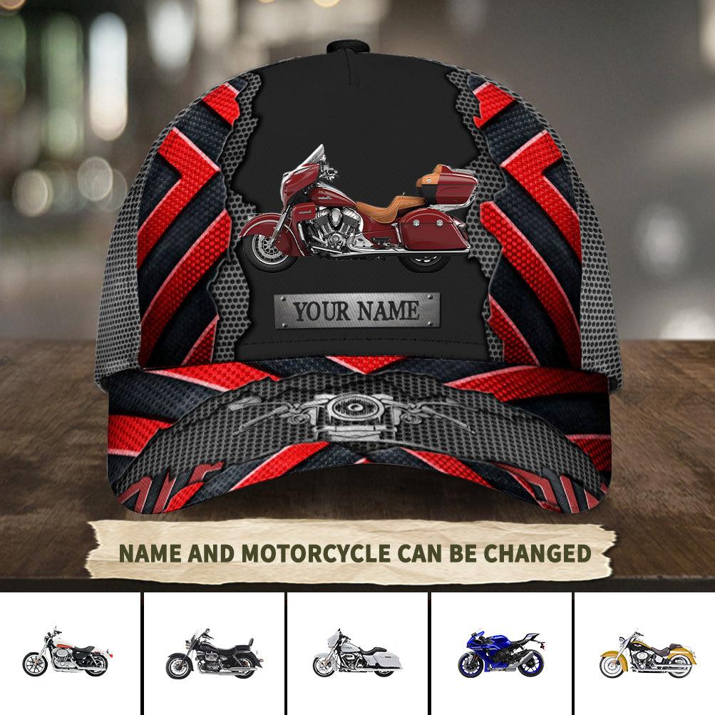 Motorcycle Red Pattern Personalized Classic Cap, Personalized Gift for Motorcycle Lovers, Motorcycle Riders Trucker Hats Custom Hats Gifts For Men & Women