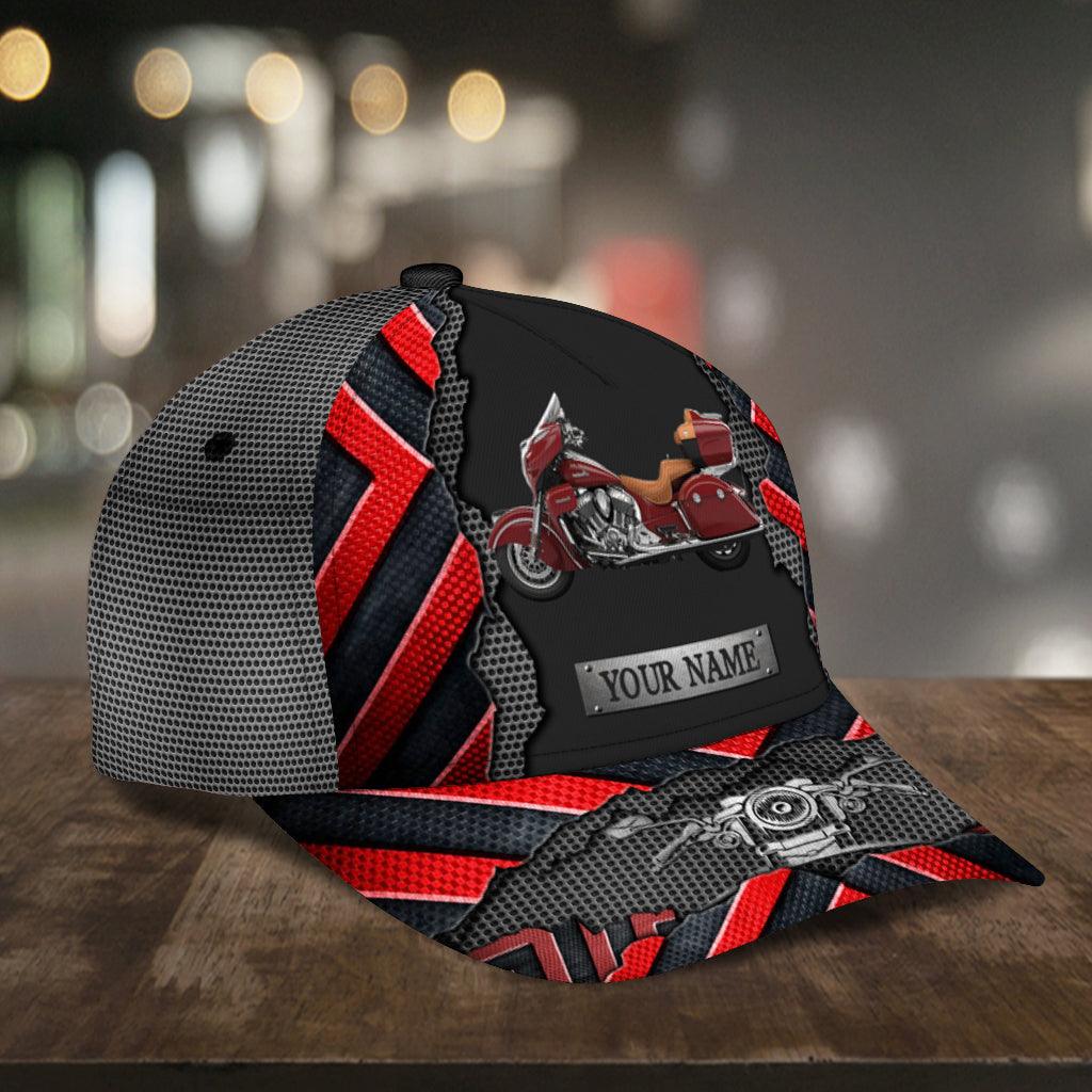 Motorcycle Red Pattern Personalized Classic Cap, Personalized Gift for Motorcycle Lovers, Motorcycle Riders Trucker Hats Custom Hats Gifts For Men & Women