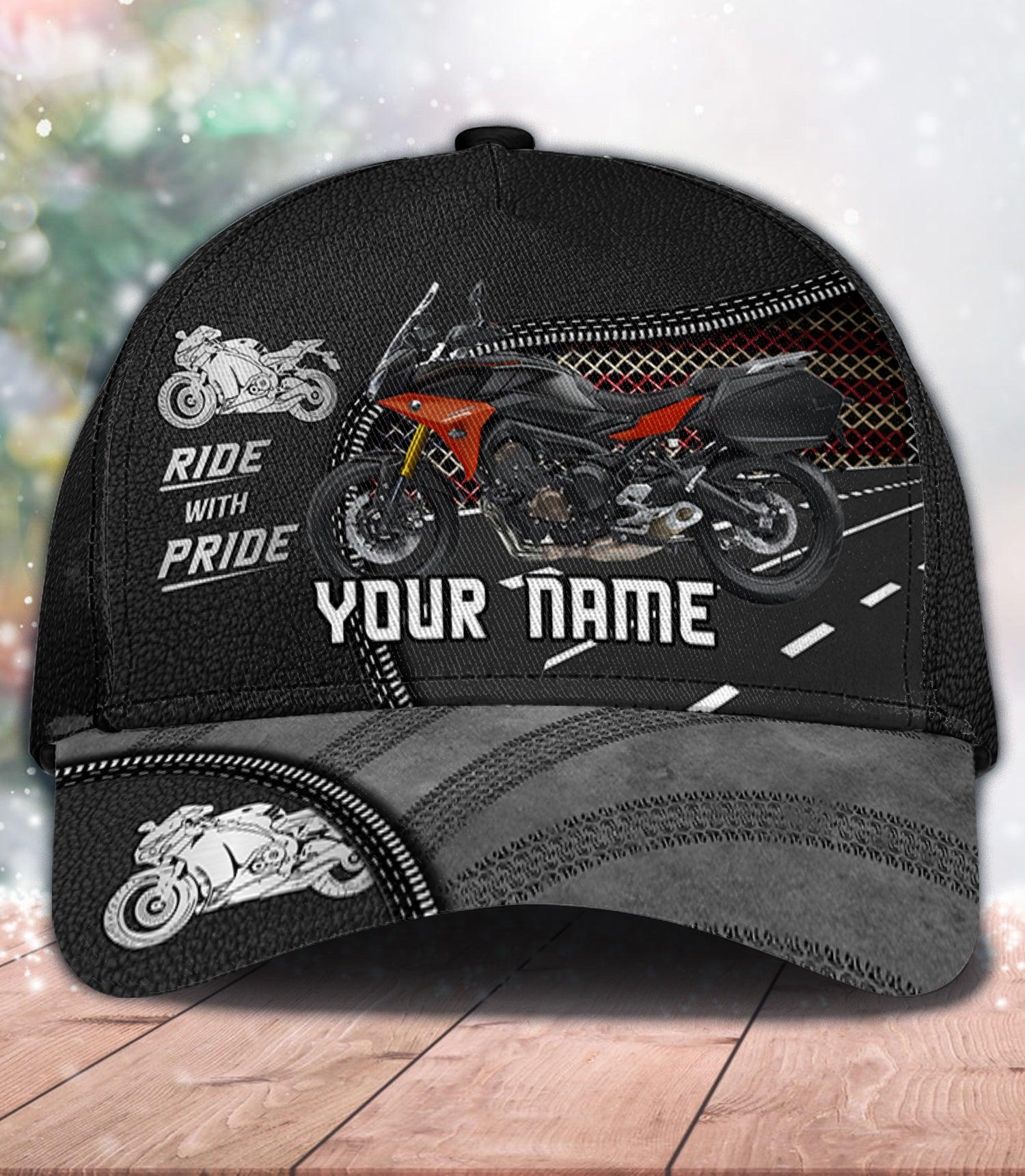 Motorcycle Ride With Pride Personalized Classic Cap, Personalized Gift for Motorcycle Lovers, Motorcycle Riders Trucker Hats Custom Hats Gifts For Men & Women