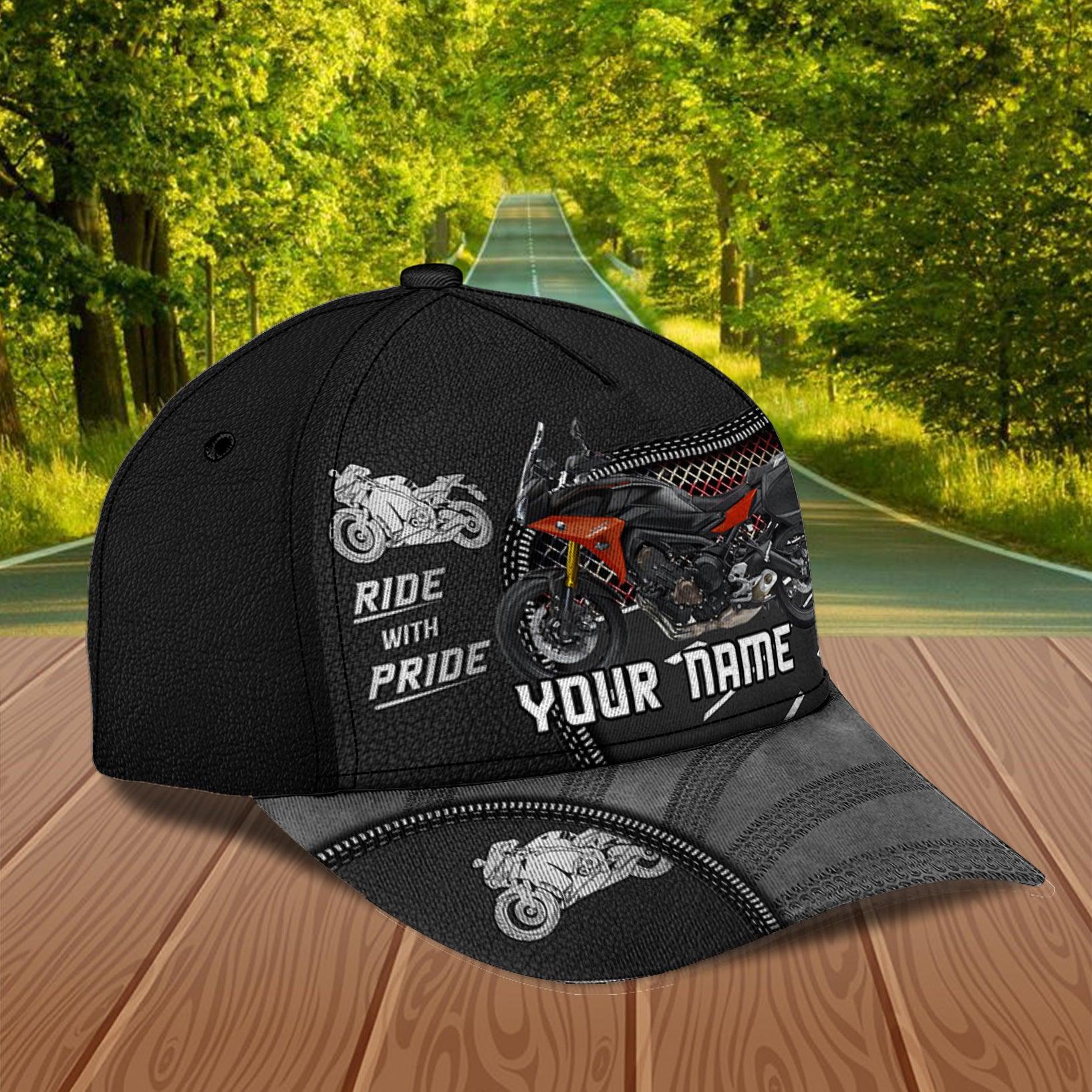 Motorcycle Ride With Pride Personalized Classic Cap, Personalized Gift for Motorcycle Lovers, Motorcycle Riders Trucker Hats Custom Hats Gifts For Men & Women