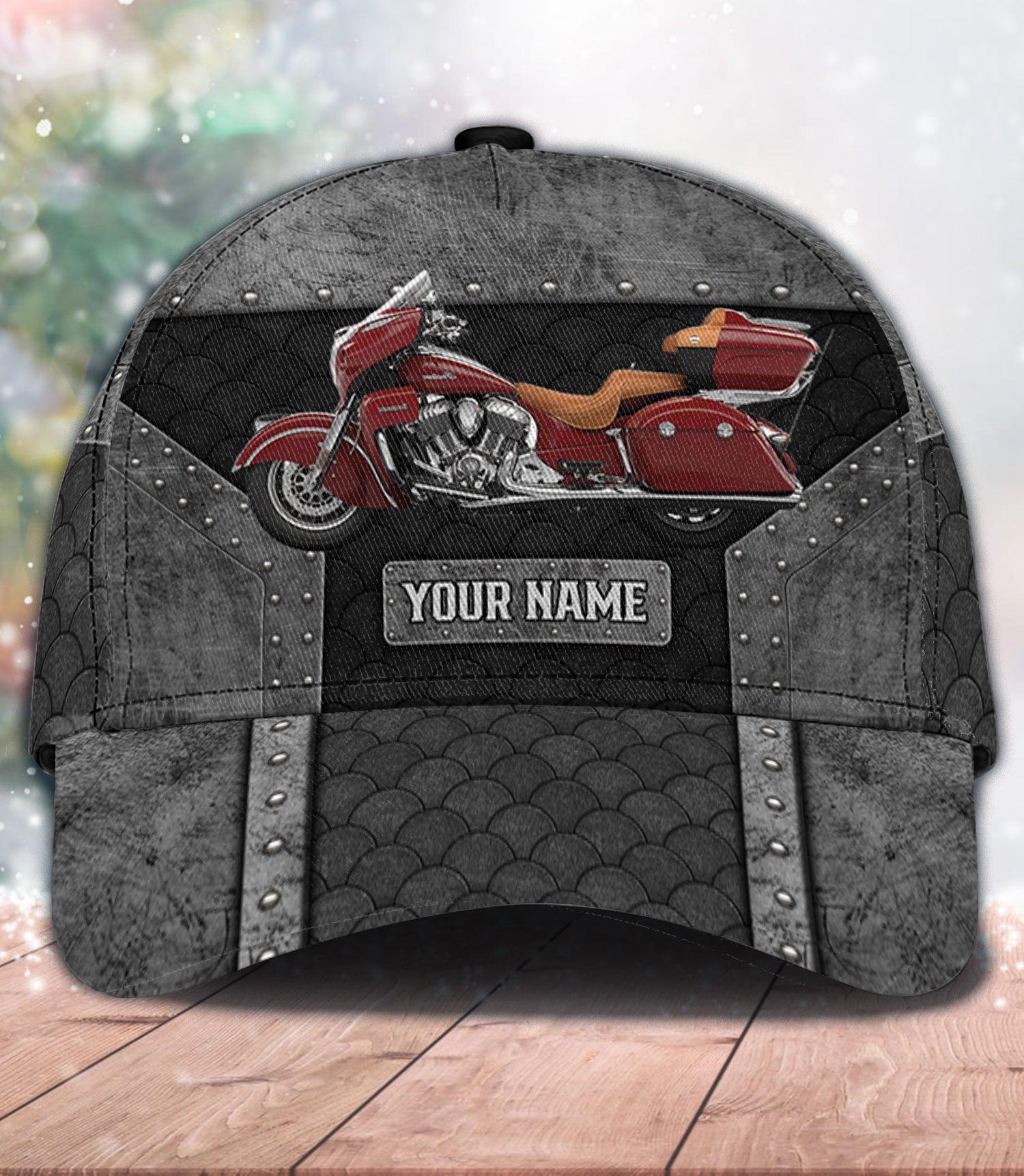 Motorcycle Rivet Details Personalized Cap, Personalized Gift for Motorcycle Lovers, Motorcycle Riders Trucker Hats Custom Hats Gifts For Men & Women