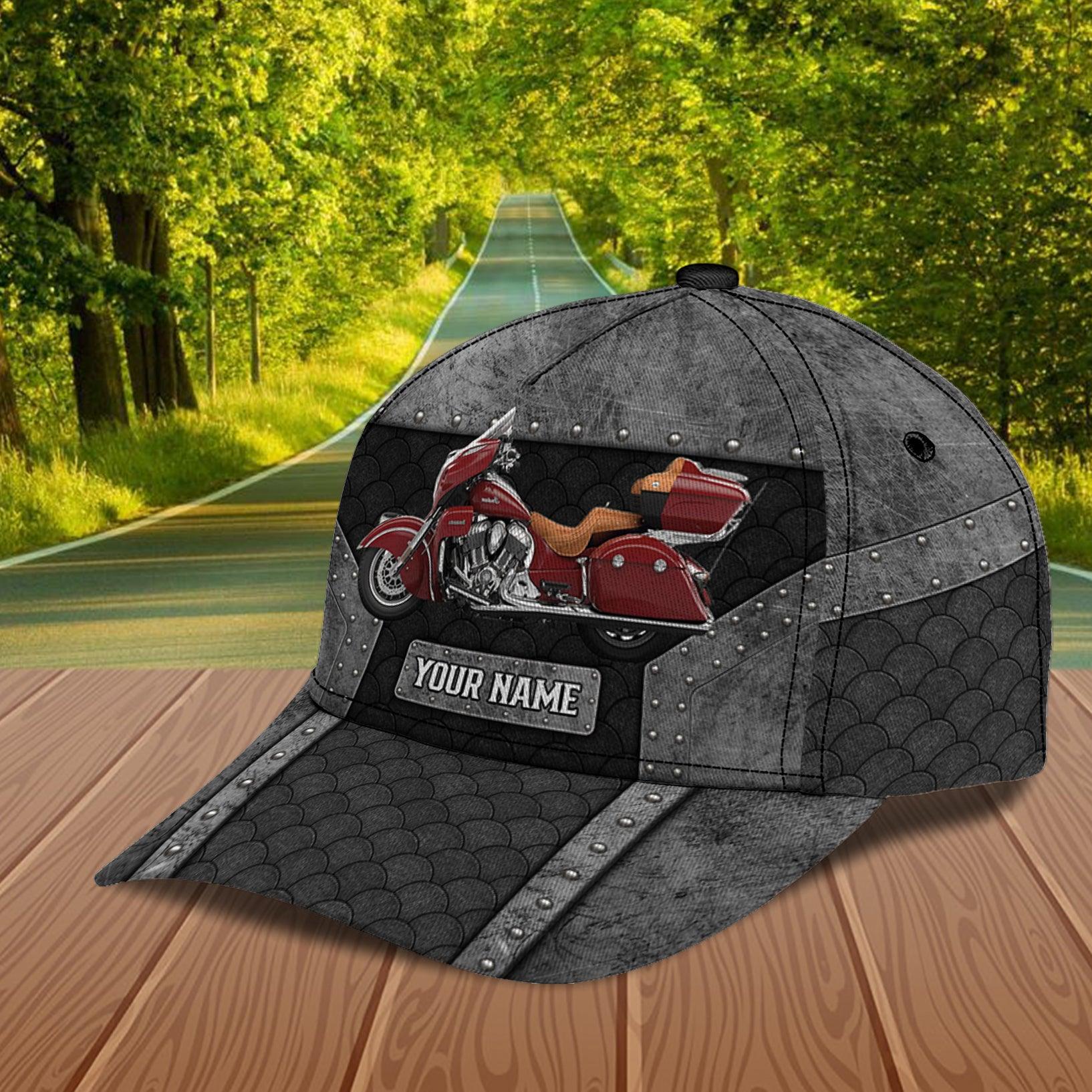 Motorcycle Rivet Details Personalized Cap, Personalized Gift for Motorcycle Lovers, Motorcycle Riders Trucker Hats Custom Hats Gifts For Men & Women