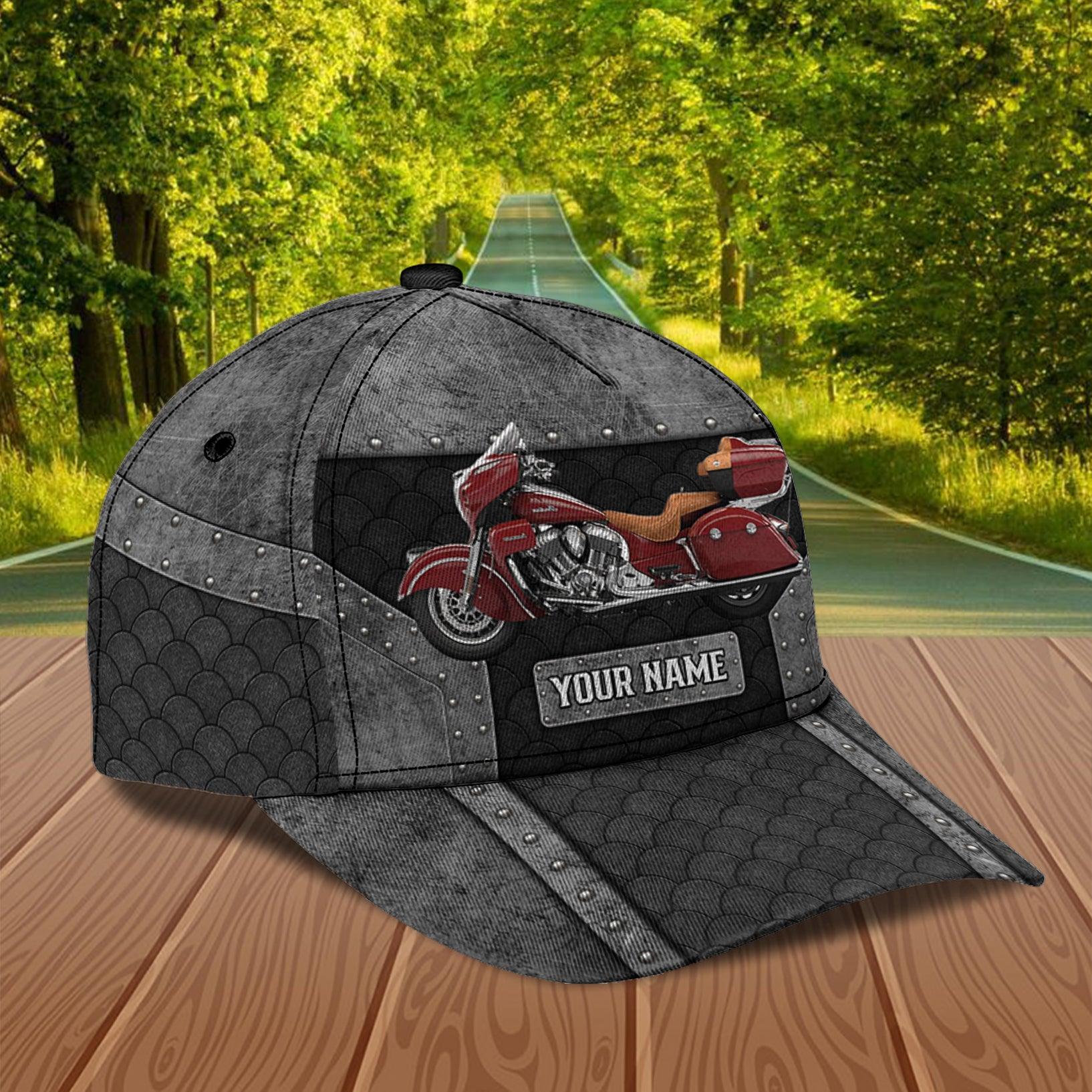 Motorcycle Rivet Details Personalized Cap, Personalized Gift for Motorcycle Lovers, Motorcycle Riders Trucker Hats Custom Hats Gifts For Men & Women