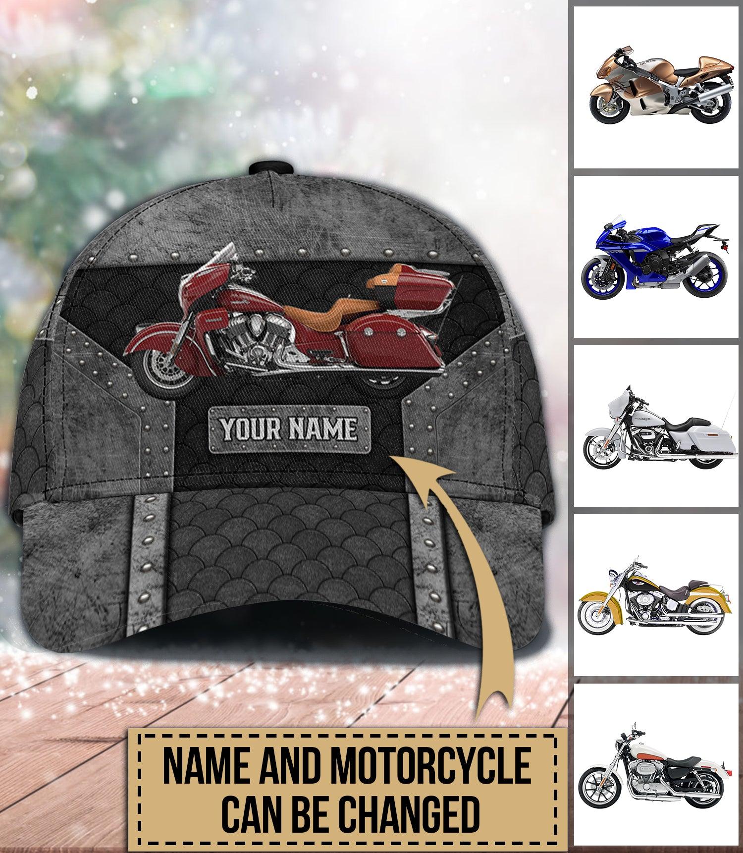 Motorcycle Rivet Details Personalized Cap, Personalized Gift for Motorcycle Lovers, Motorcycle Riders Trucker Hats Custom Hats Gifts For Men & Women