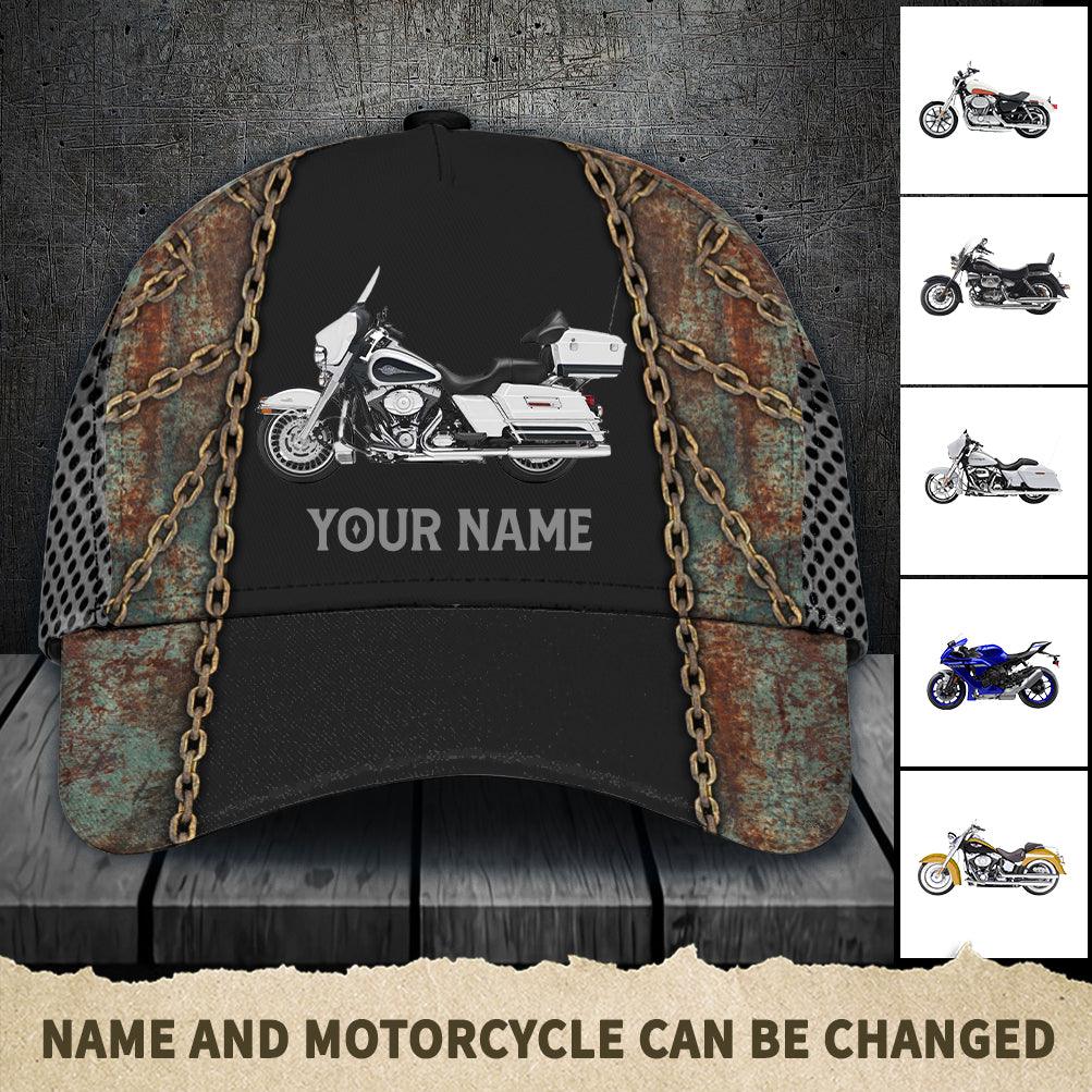 Motorcycle Rusty Chains Personalized Classic Cap, Personalized Gift for Motorcycle Lovers, Motorcycle Riders Trucker Hats Custom Hats Gifts For Men & Women