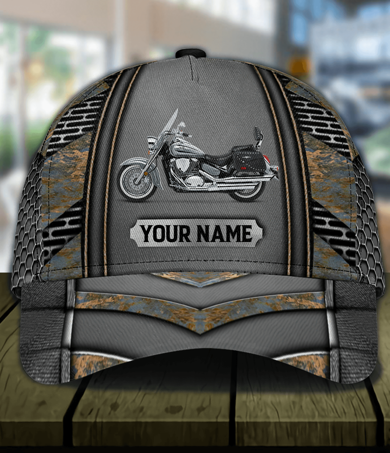 Motorcycle Rusty Metal Personalized Classic Cap, Personalized Gift for Motorcycle Lovers, Motorcycle Riders Trucker Hats Custom Hats Gifts For Men & Women