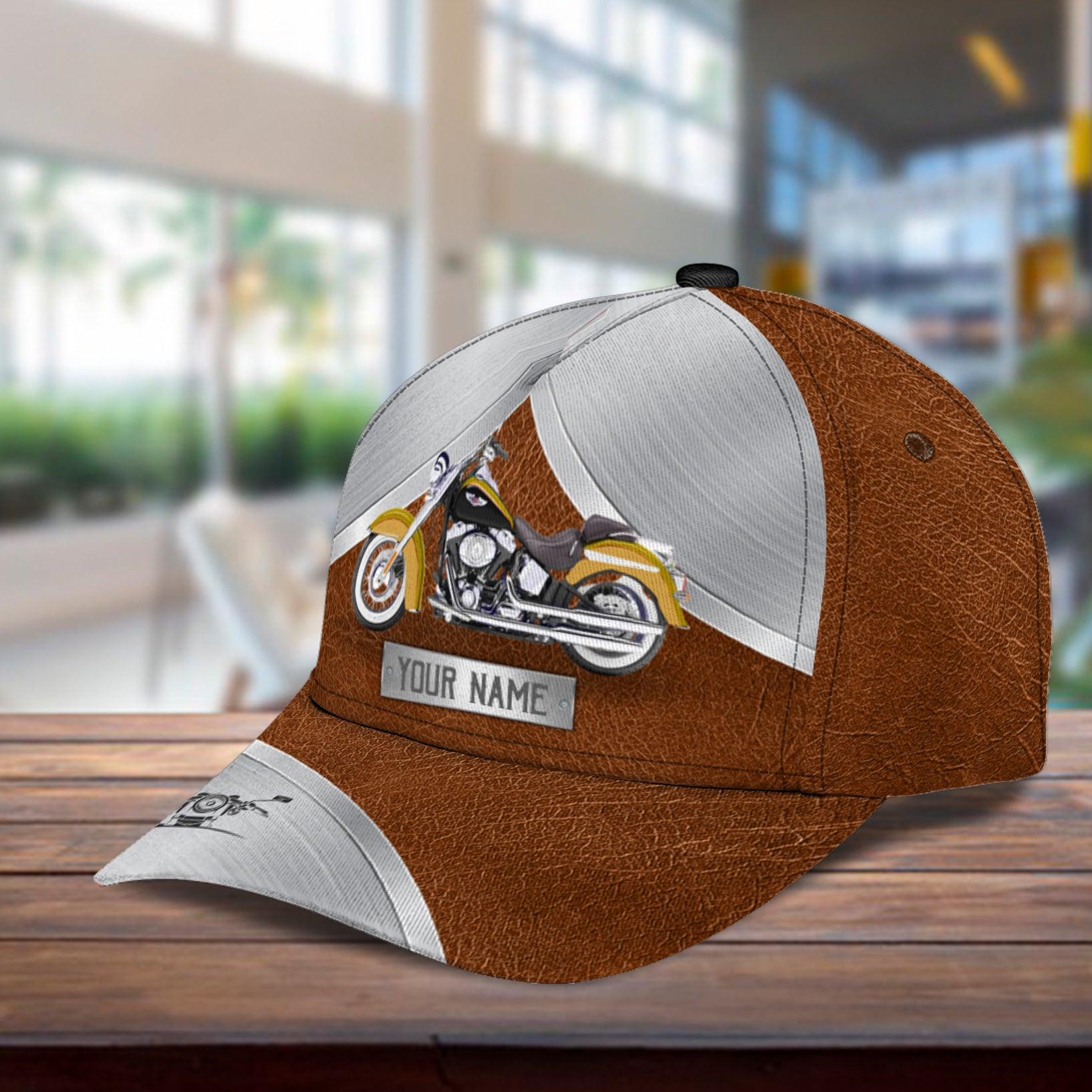 Motorcycle Silver Brown Personalized Cap, Personalized Gift for Motorcycle Lovers, Motorcycle Riders Trucker Hats Custom Hats Gifts For Men & Women