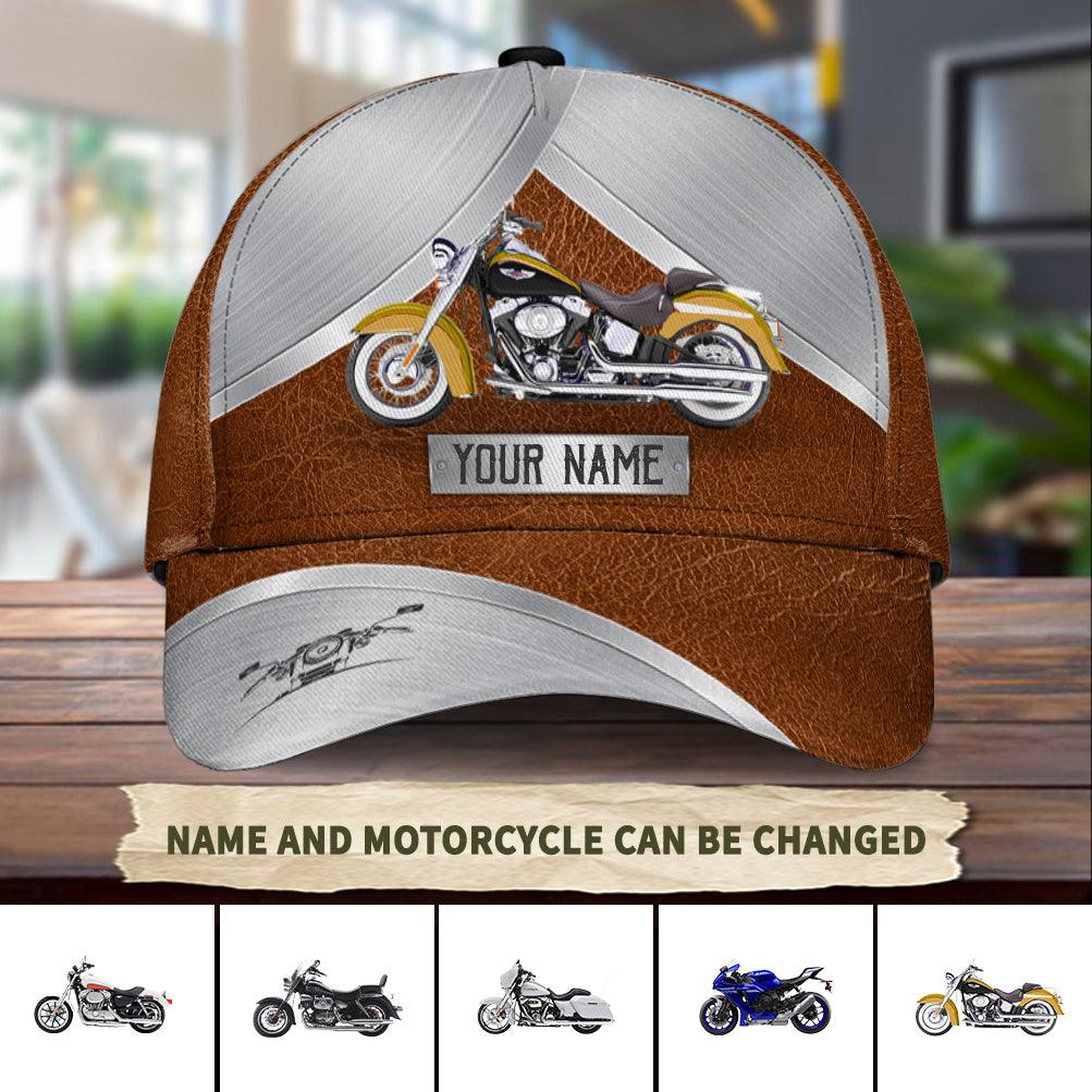 Motorcycle Silver Brown Personalized Cap, Personalized Gift for Motorcycle Lovers, Motorcycle Riders Trucker Hats Custom Hats Gifts For Men & Women