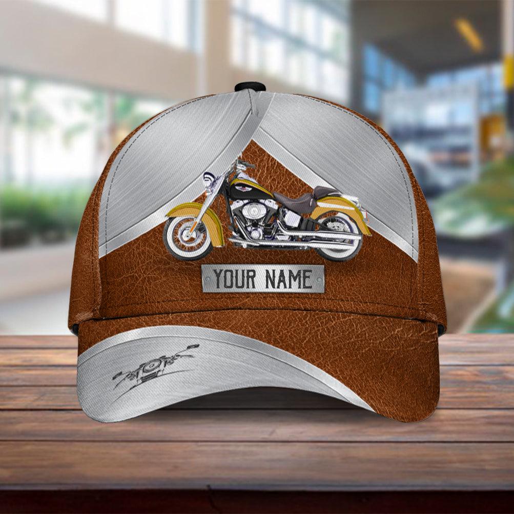 Motorcycle Silver Brown Personalized Cap, Personalized Gift for Motorcycle Lovers, Motorcycle Riders Trucker Hats Custom Hats Gifts For Men & Women
