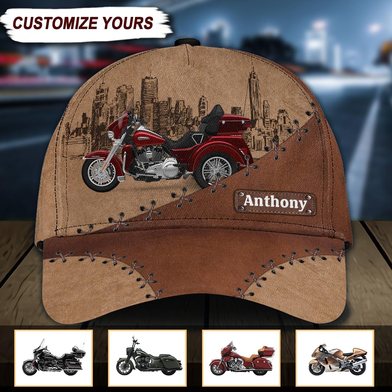 Motorcycle Stitch Personalized Cap, Personalized Gift for Motorcycle Lovers, Motorcycle Riders Trucker Hats Custom Hats Gifts For Men & Women