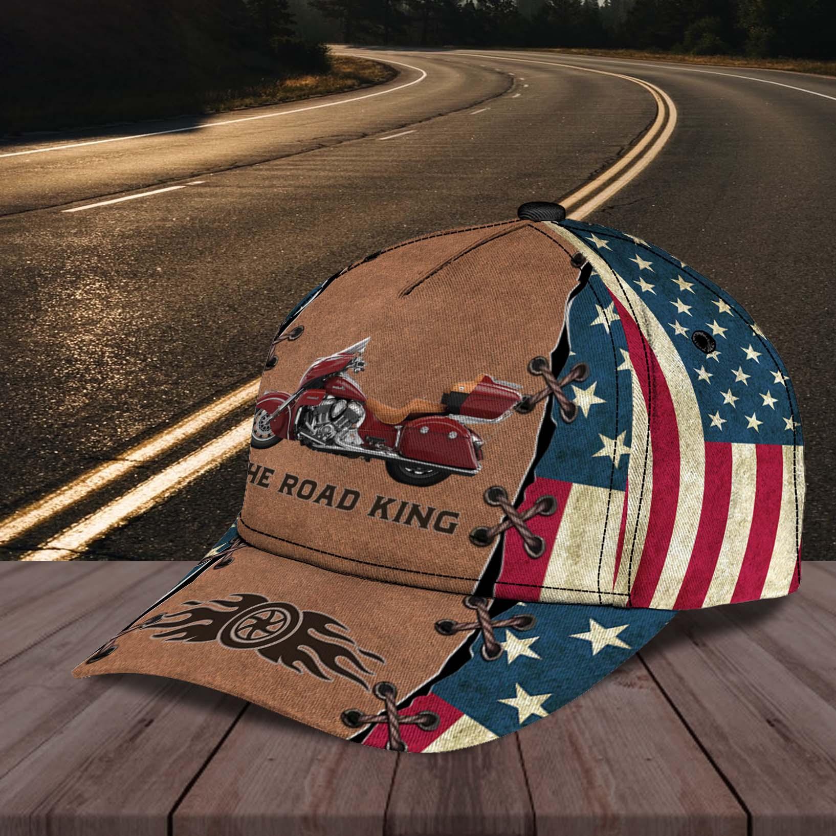 Motorcycle The Road King Personalized Cap, Personalized Gift for Motorcycle Lovers, Motorcycle Riders Trucker Hats Custom Hats Gifts For Men & Women