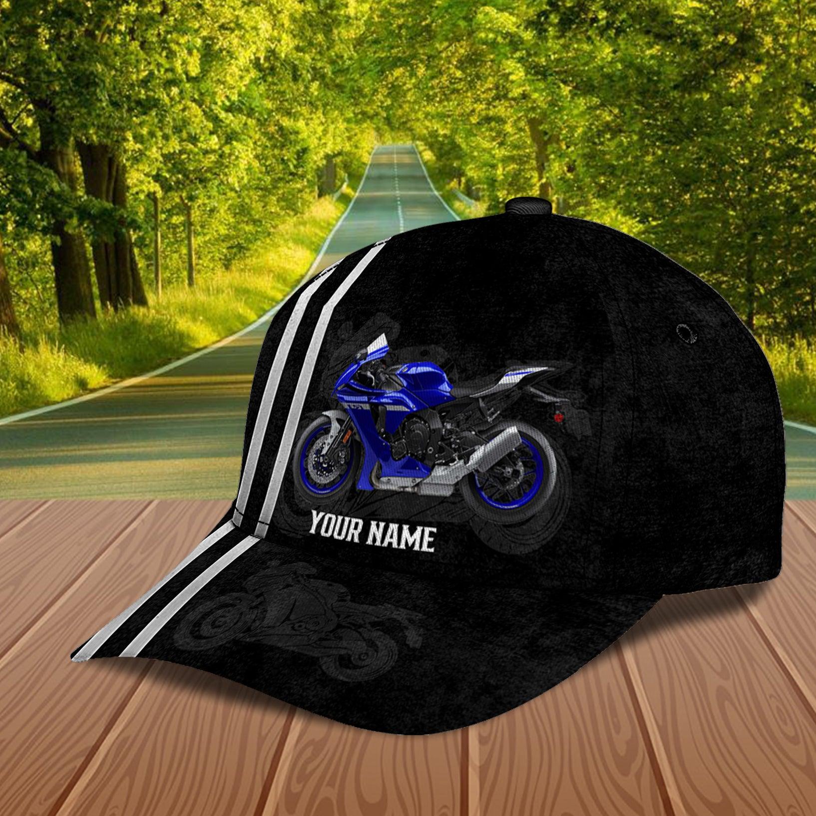 Motorcycle Two Lines Personalized Cap, Personalized Gift for Motorcycle Lovers, Motorcycle Riders Trucker Hats Custom Hats Gifts For Men & Women