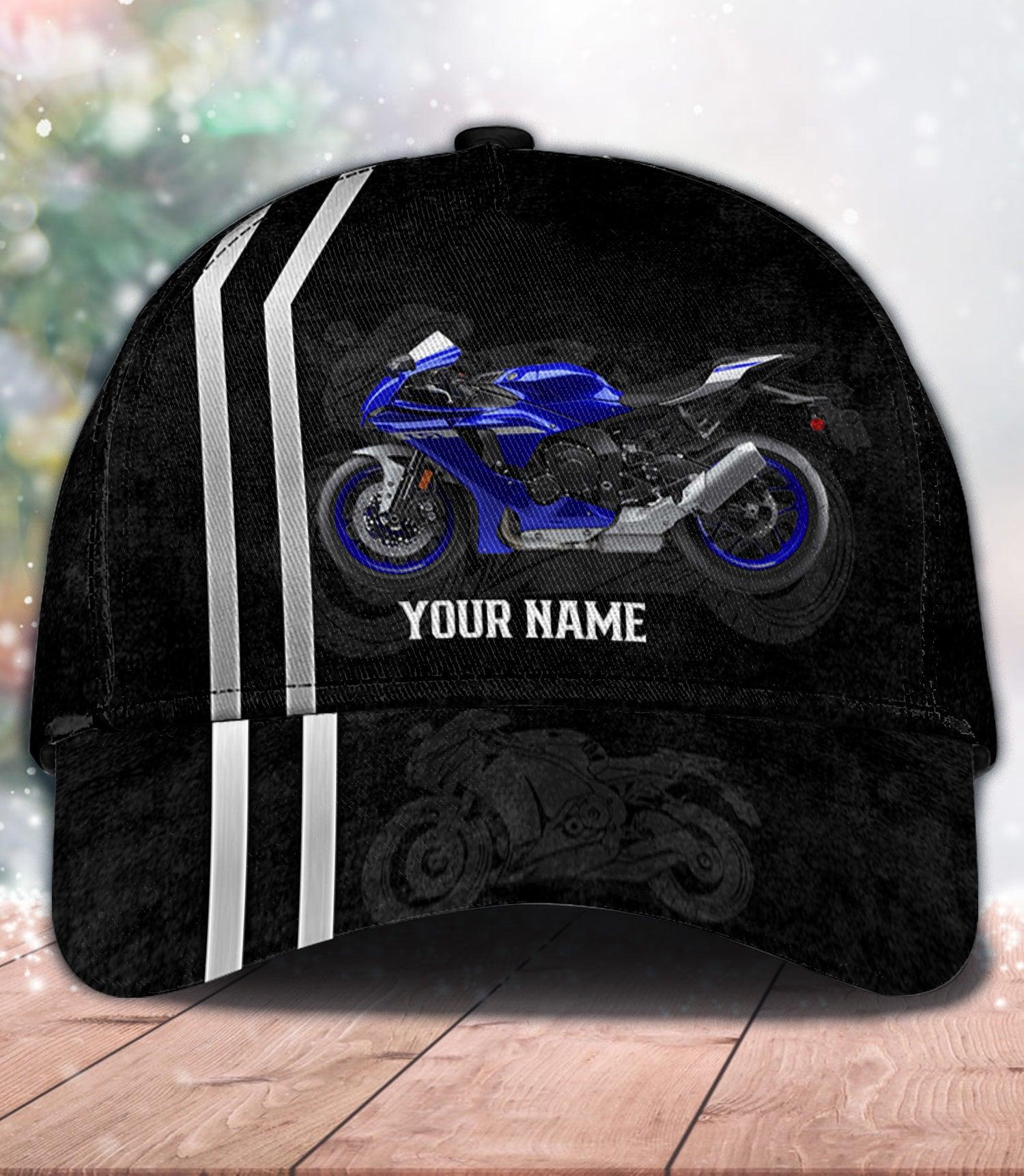 Motorcycle Two Lines Personalized Cap, Personalized Gift for Motorcycle Lovers, Motorcycle Riders Trucker Hats Custom Hats Gifts For Men & Women